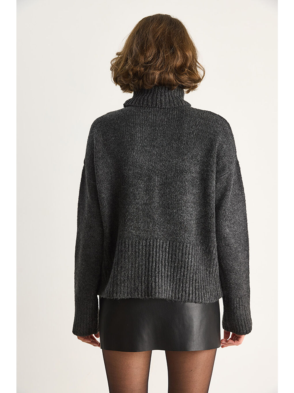 Antrasit Kadın Balıkçı Yaka Kazak-6