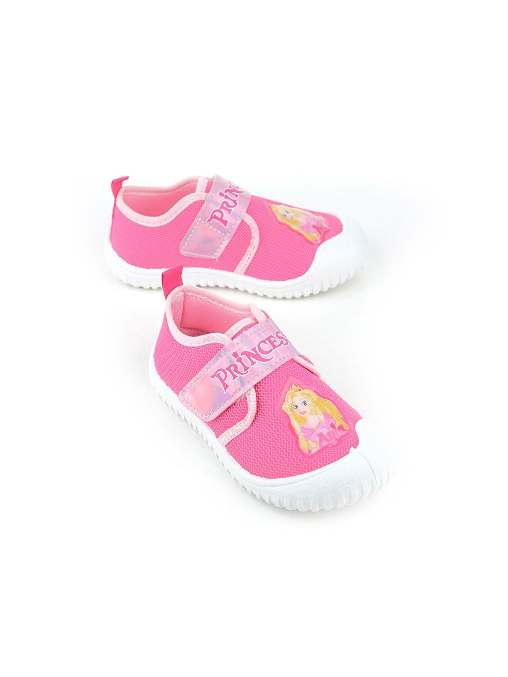 Fuşya Yazlık Keten Prenses Kız Çocuk Cırtlı Ayarlanabilir Ayakkabı