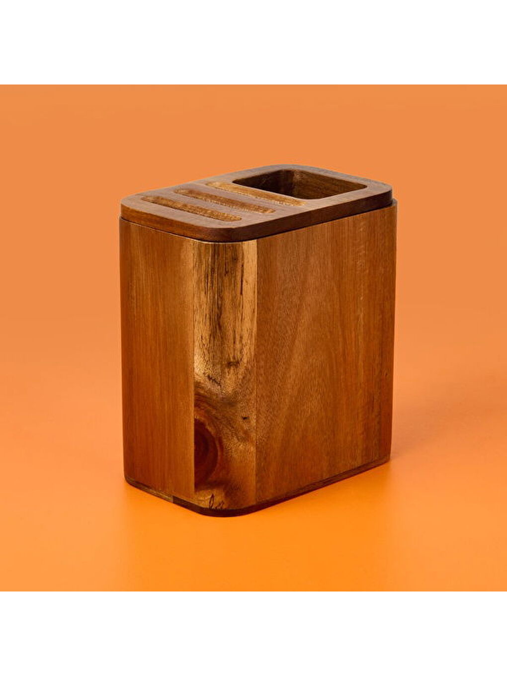 Akasya Kaşıklık ve Bıçaklık - Kahverengi - 15x10x17 cm-2