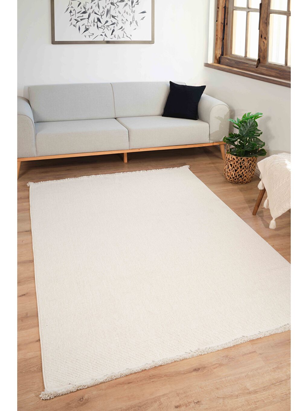 Ekru Loopy 5552 Krem Yumuşak Dokulu Bukle Modern Salon Mutfak Koridor Halısı Makine Halısı-120x180-2