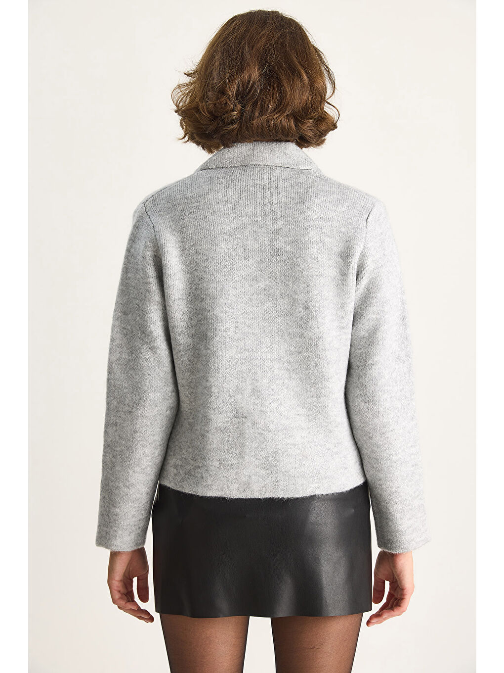 Gri Kadın Cepli Hırka-6