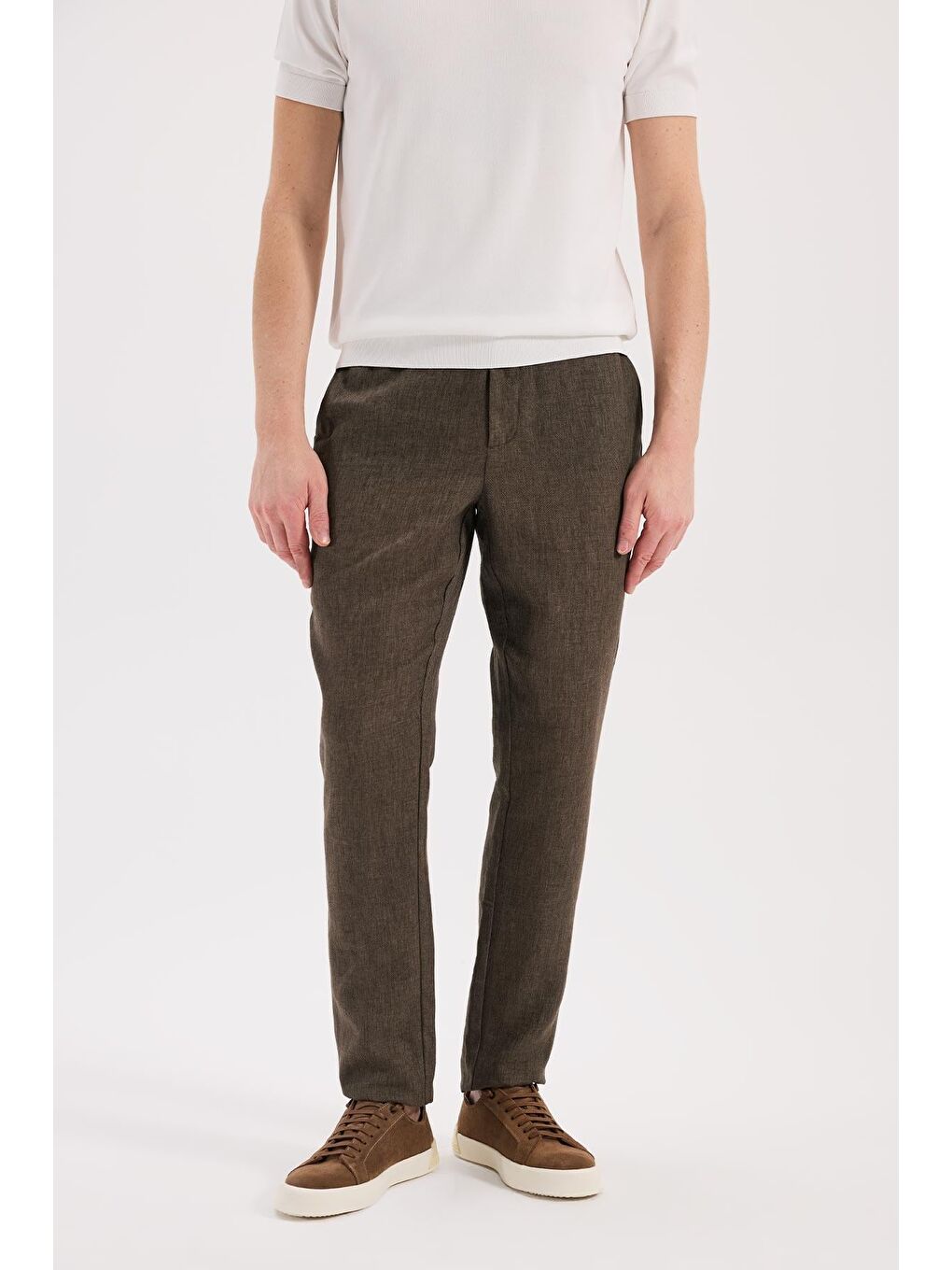 Kahverengi Kahve Comfort Fit Beli Lastikli Jogger Pantolon
