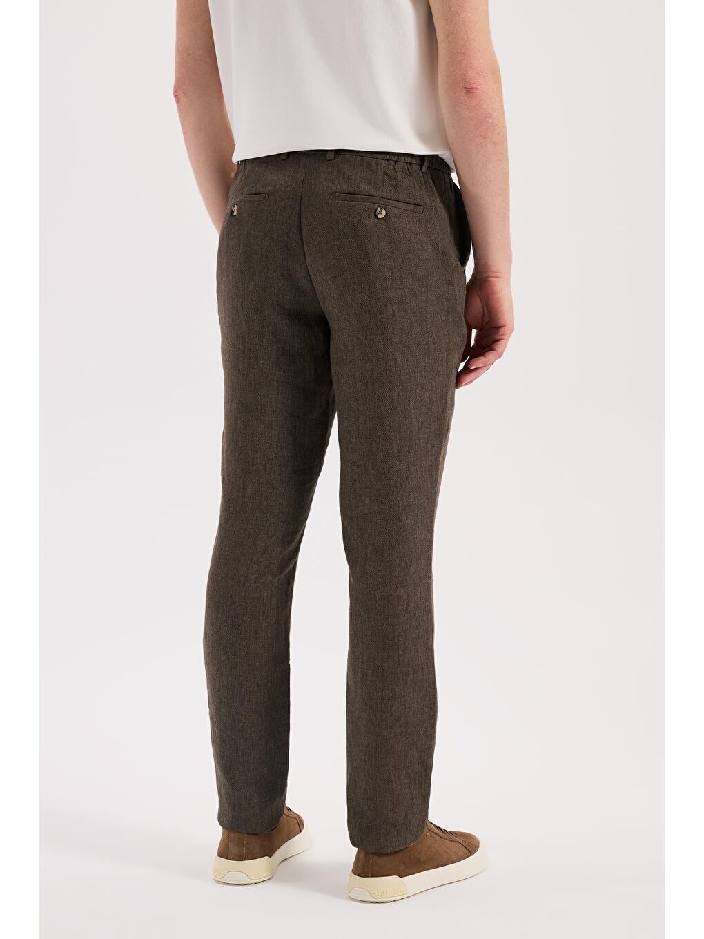 Kahverengi Kahve Comfort Fit Beli Lastikli Jogger Pantolon-3