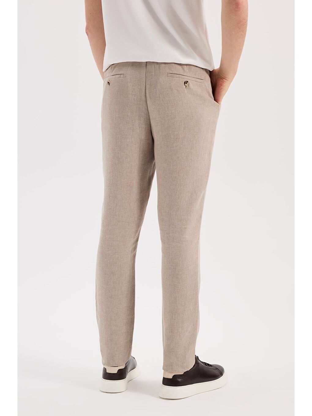 Ekru Krem Comfort Fit Beli Lastikli Jogger Pantolon-3