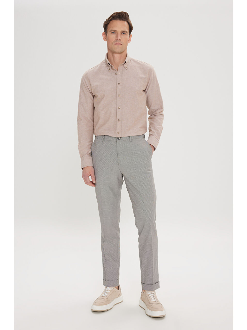 Kahverengi Erkek Kahve-Siyah Slim Fit Dar Kesim Yan Cepli Desenli Beli Lastikli Pantolon-2