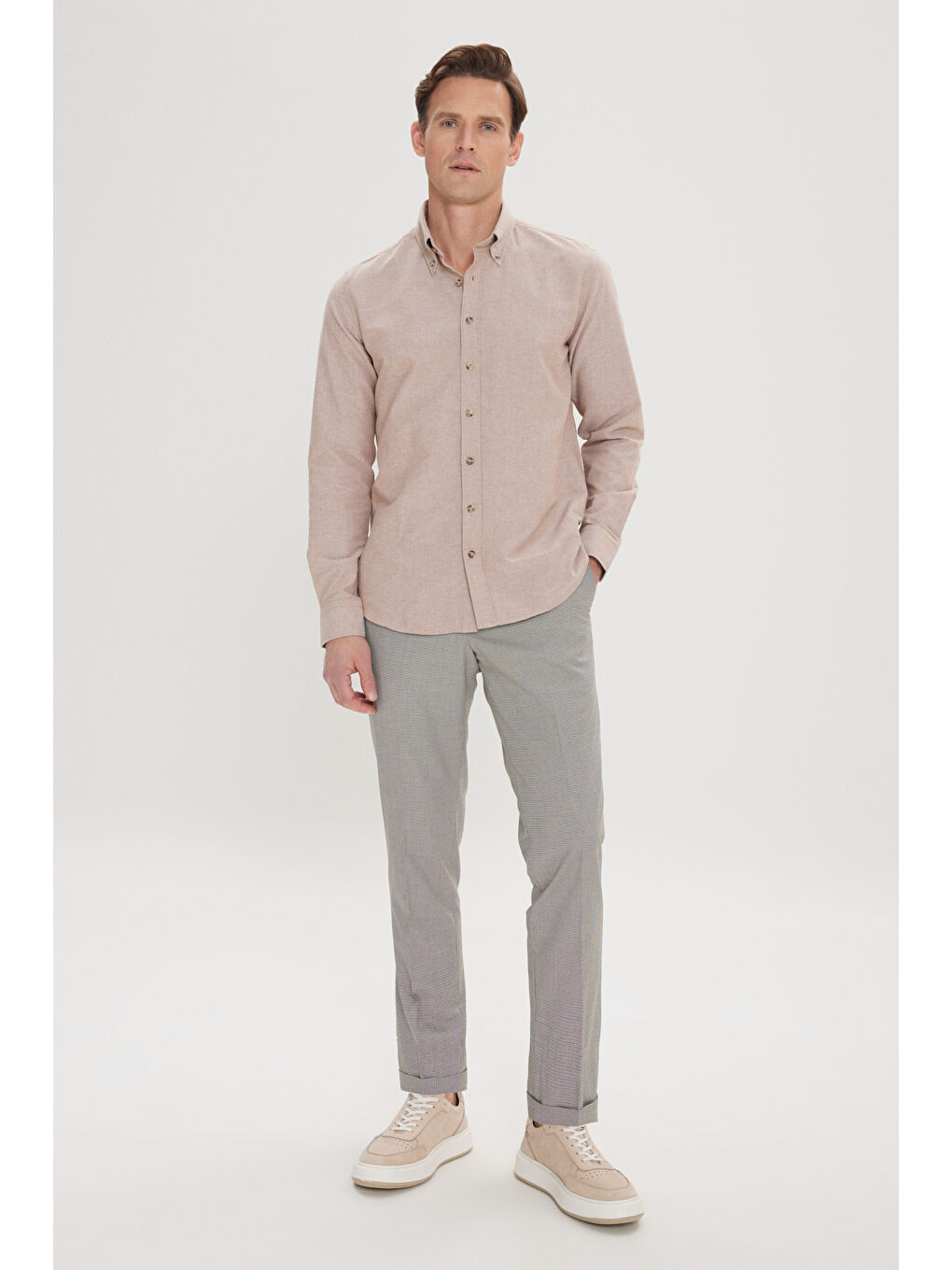 Kahverengi Erkek Kahve-Siyah Slim Fit Dar Kesim Yan Cepli Desenli Beli Lastikli Pantolon-3