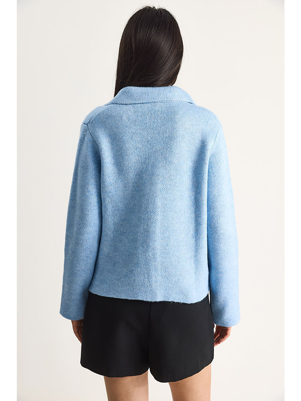 Mavi Kadın Cepli Hırka-6