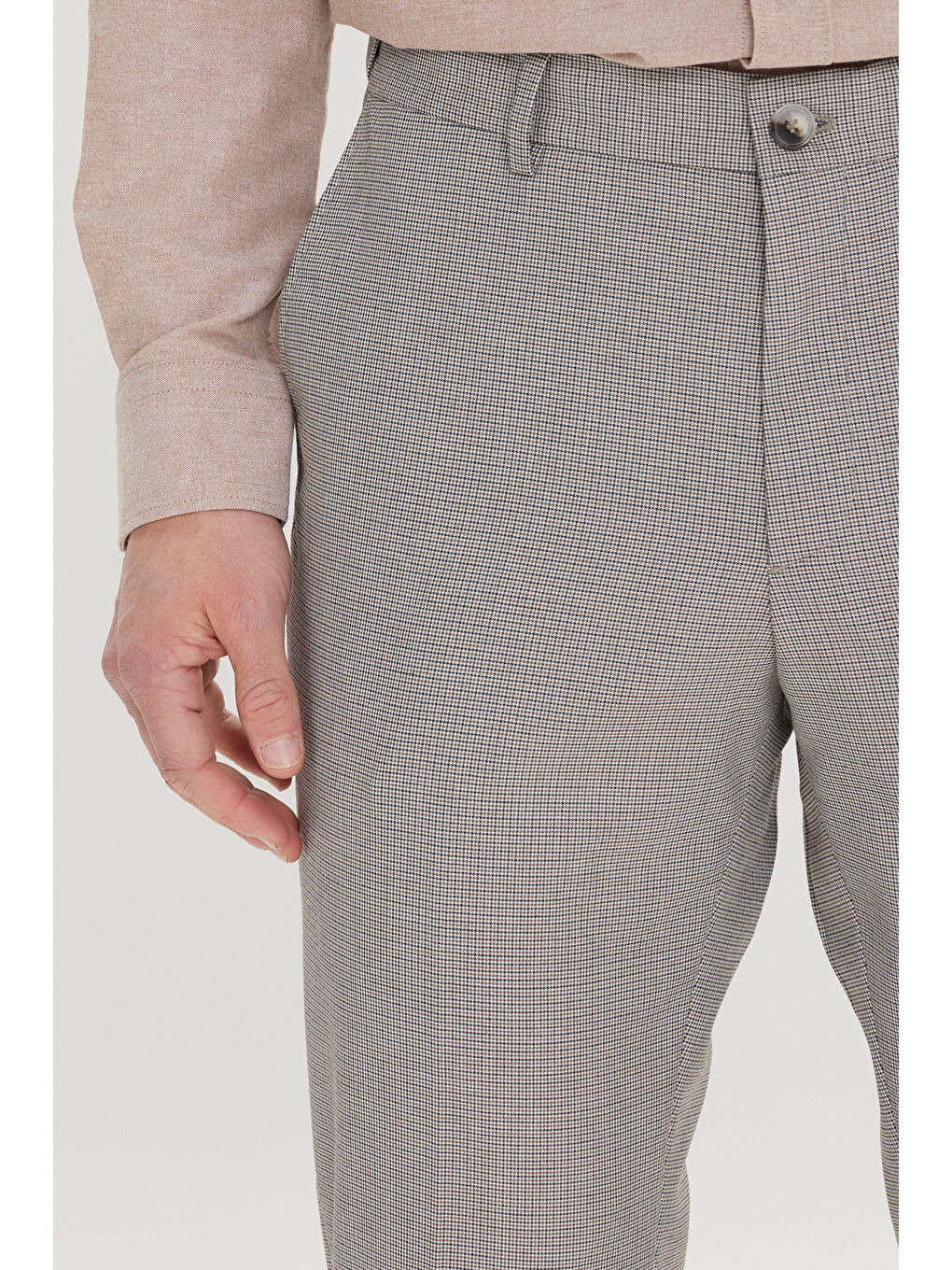 Kahverengi Erkek Kahve-Siyah Slim Fit Dar Kesim Yan Cepli Desenli Beli Lastikli Pantolon-4