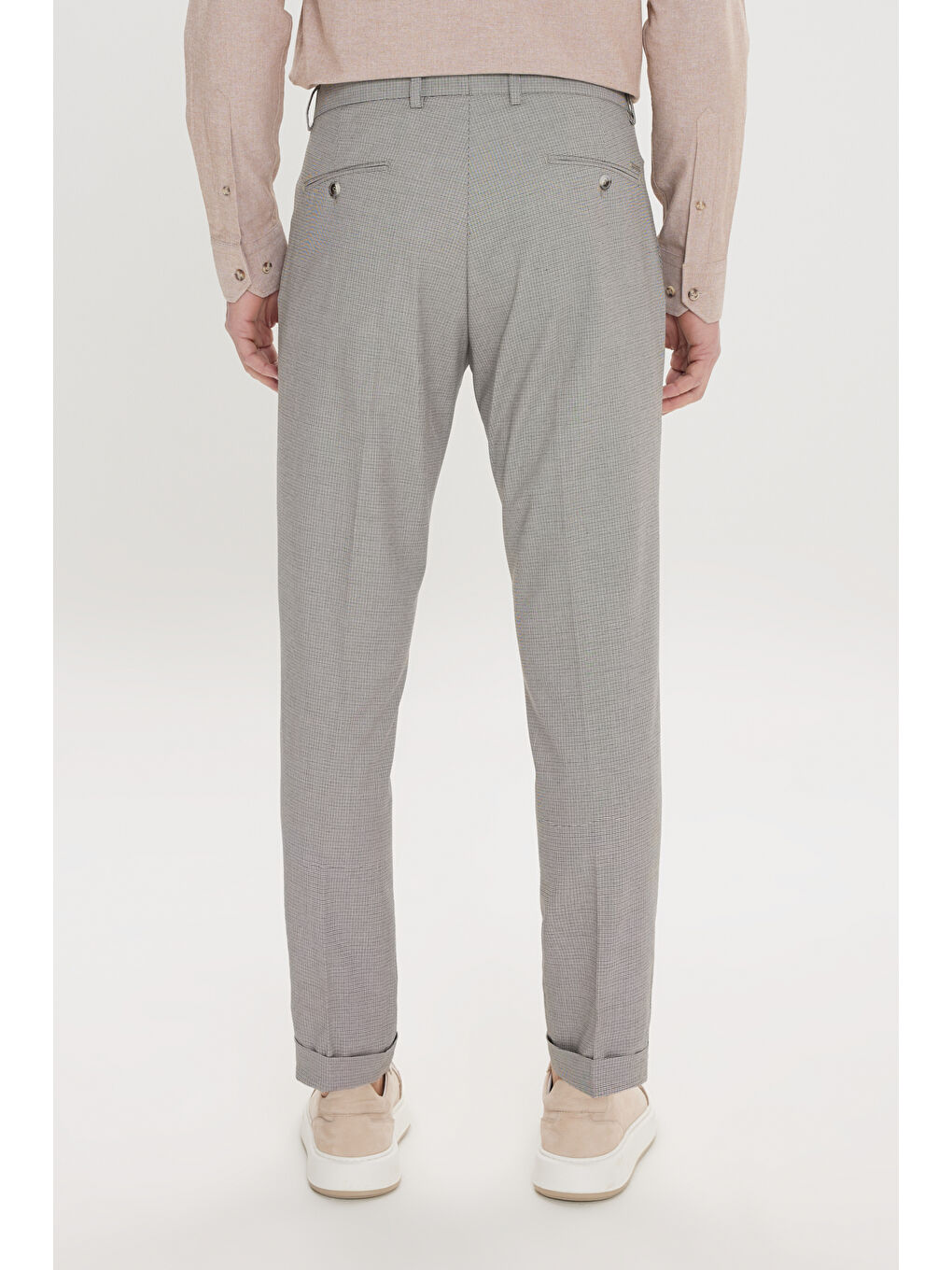 Kahverengi Erkek Kahve-Siyah Slim Fit Dar Kesim Yan Cepli Desenli Beli Lastikli Pantolon-5