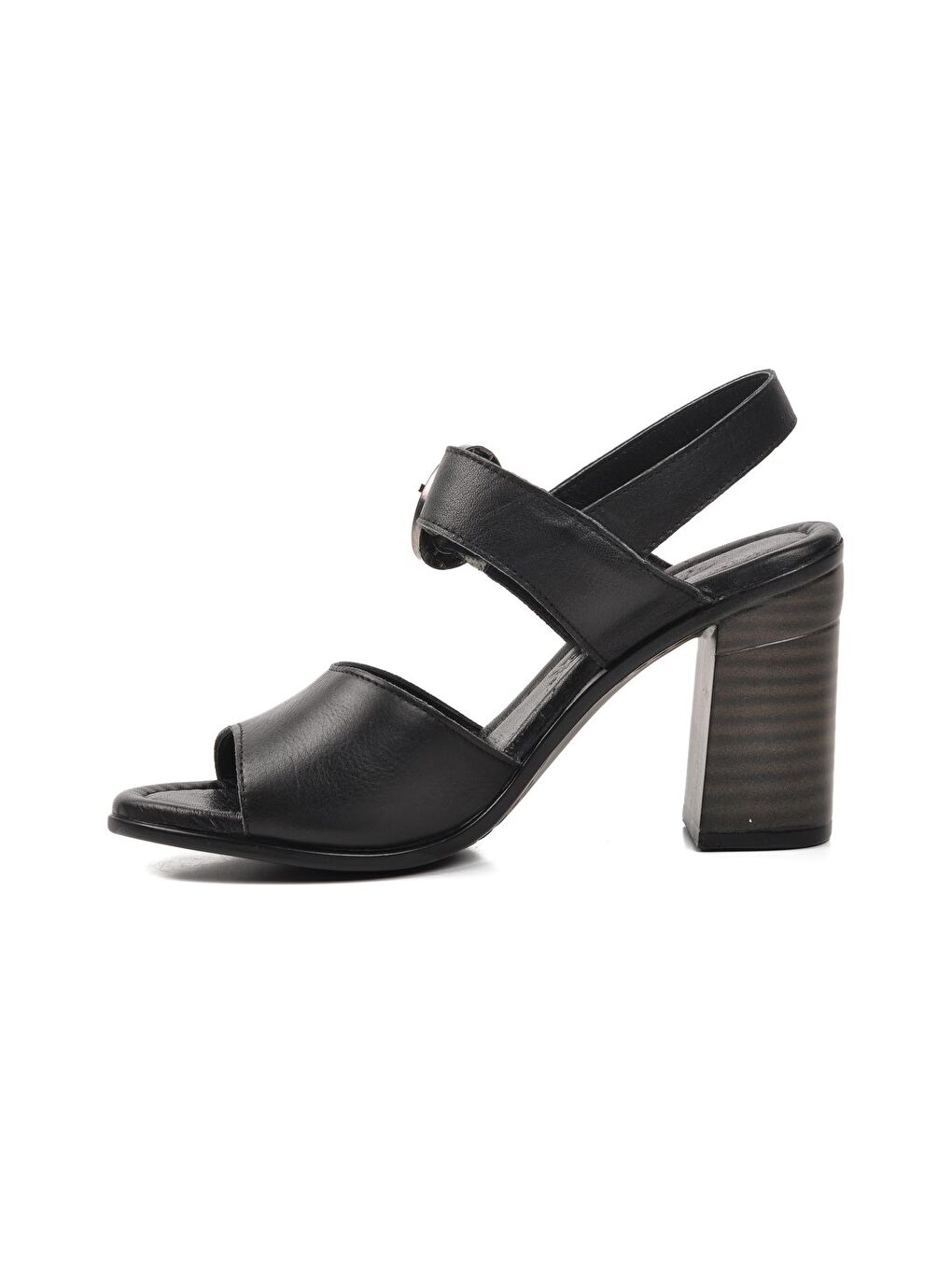 Siyah Hakiki Deri Kadın Topuklu Sandalet 9750-1