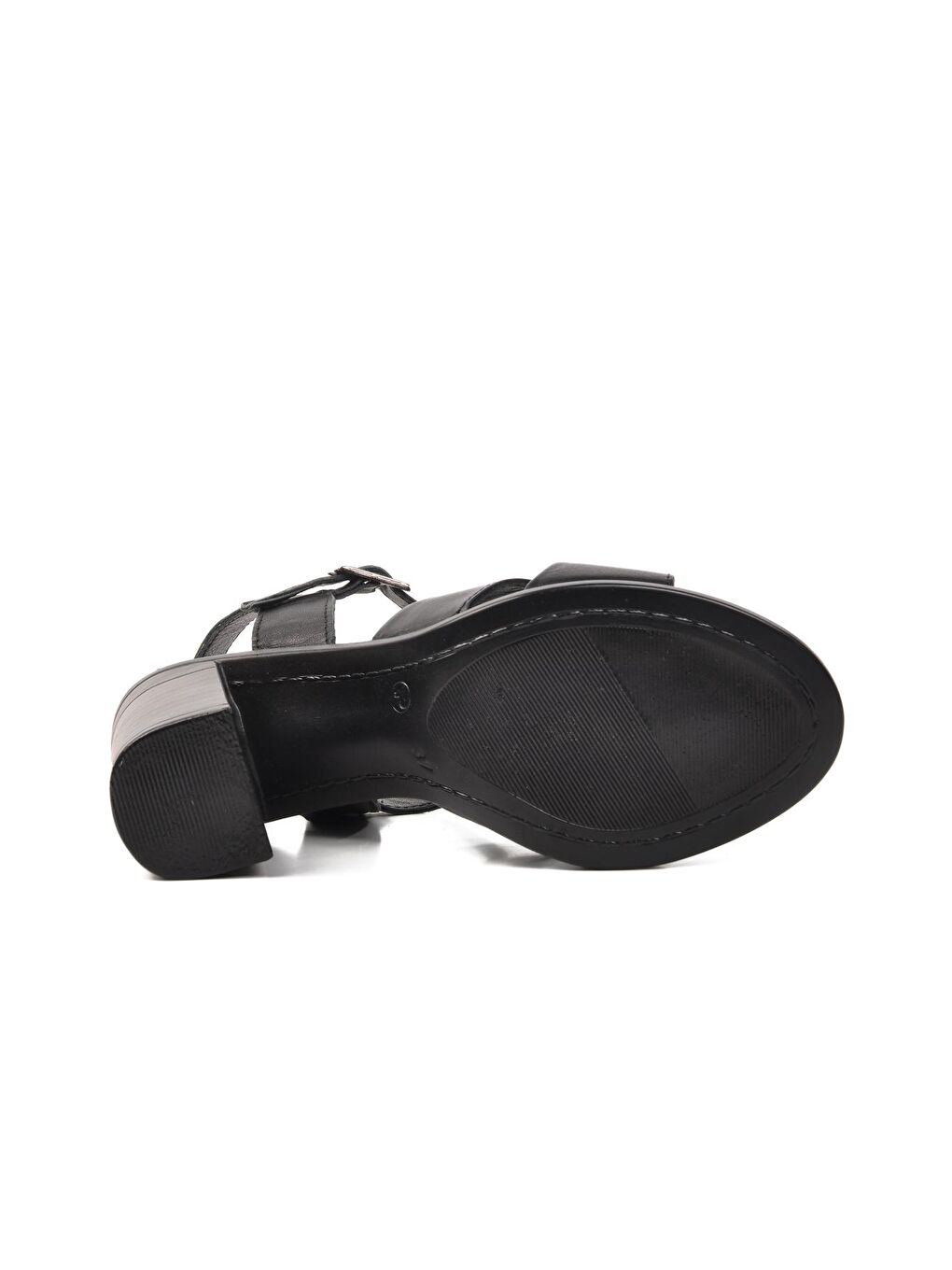 Siyah Hakiki Deri Kadın Topuklu Sandalet 9760-4