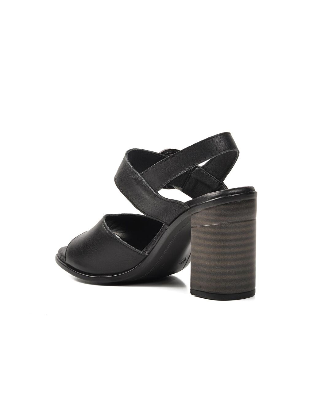 Siyah Hakiki Deri Kadın Topuklu Sandalet 9750-3