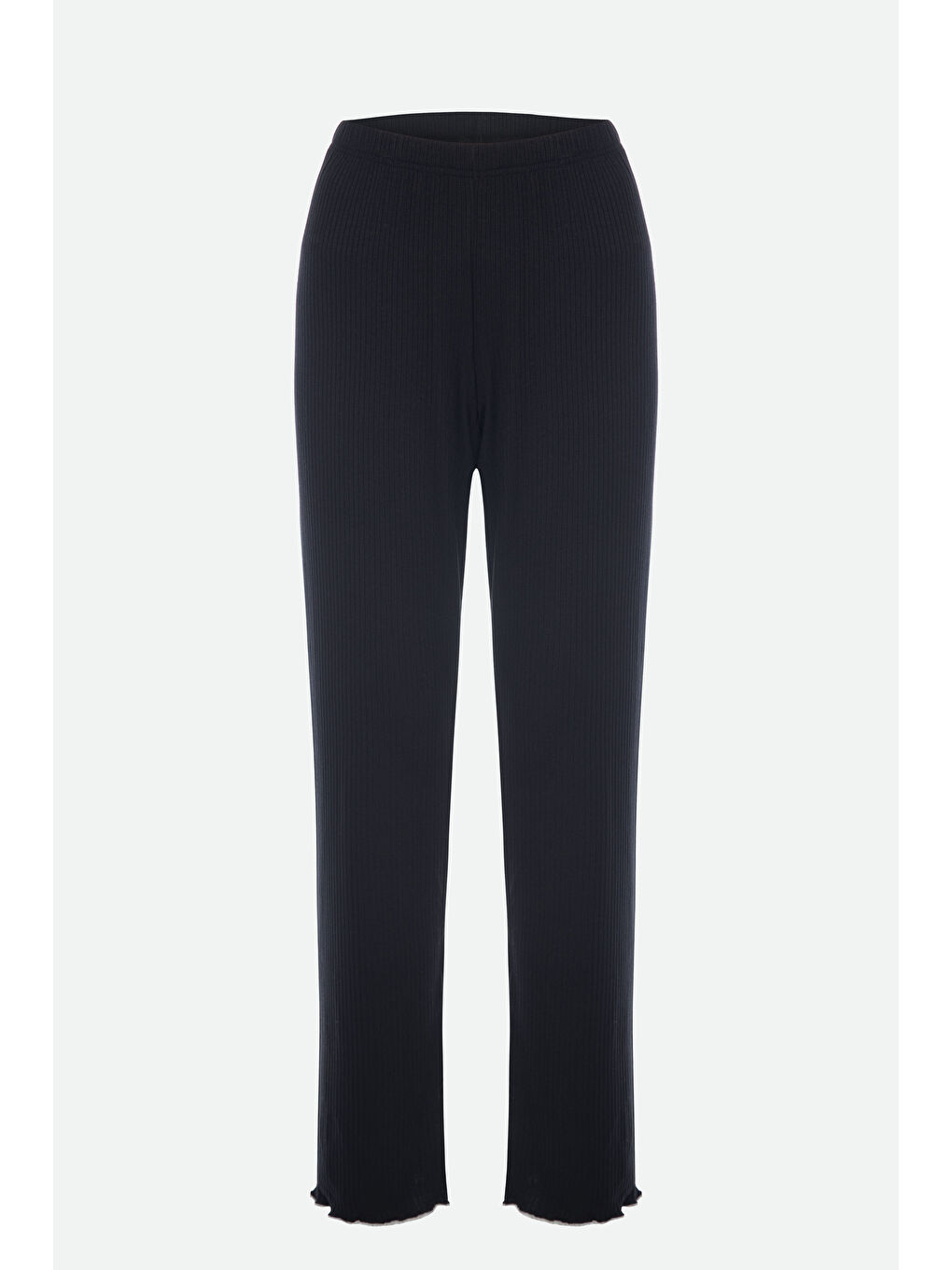 Siyah Kadın Pamuklu Çıtır Çiçek Desenli Baby Overloklu Fiyonk Detaylı Uzun Kollu Pijama Takımı-2