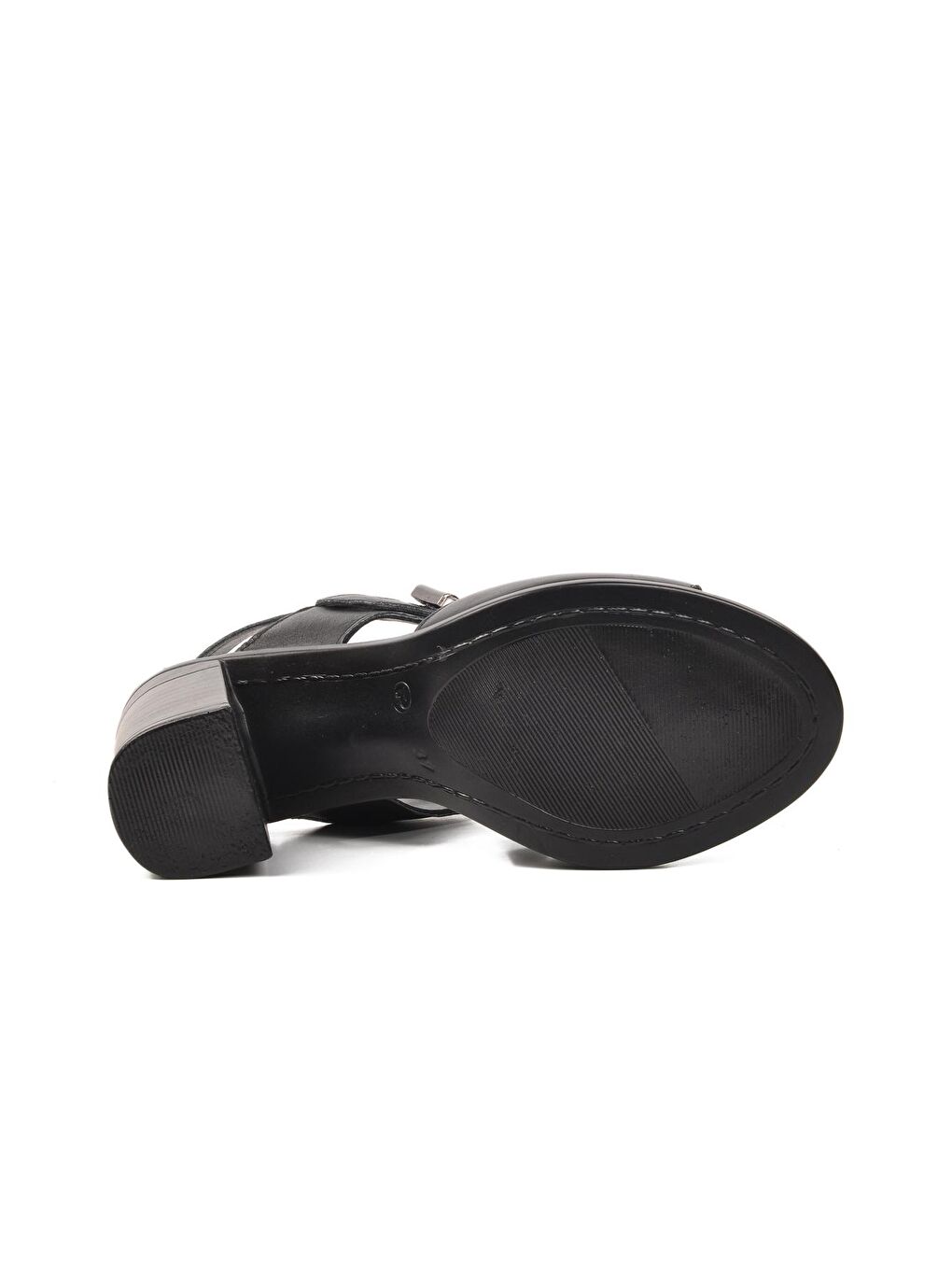 Siyah Hakiki Deri Kadın Topuklu Sandalet 9750-4