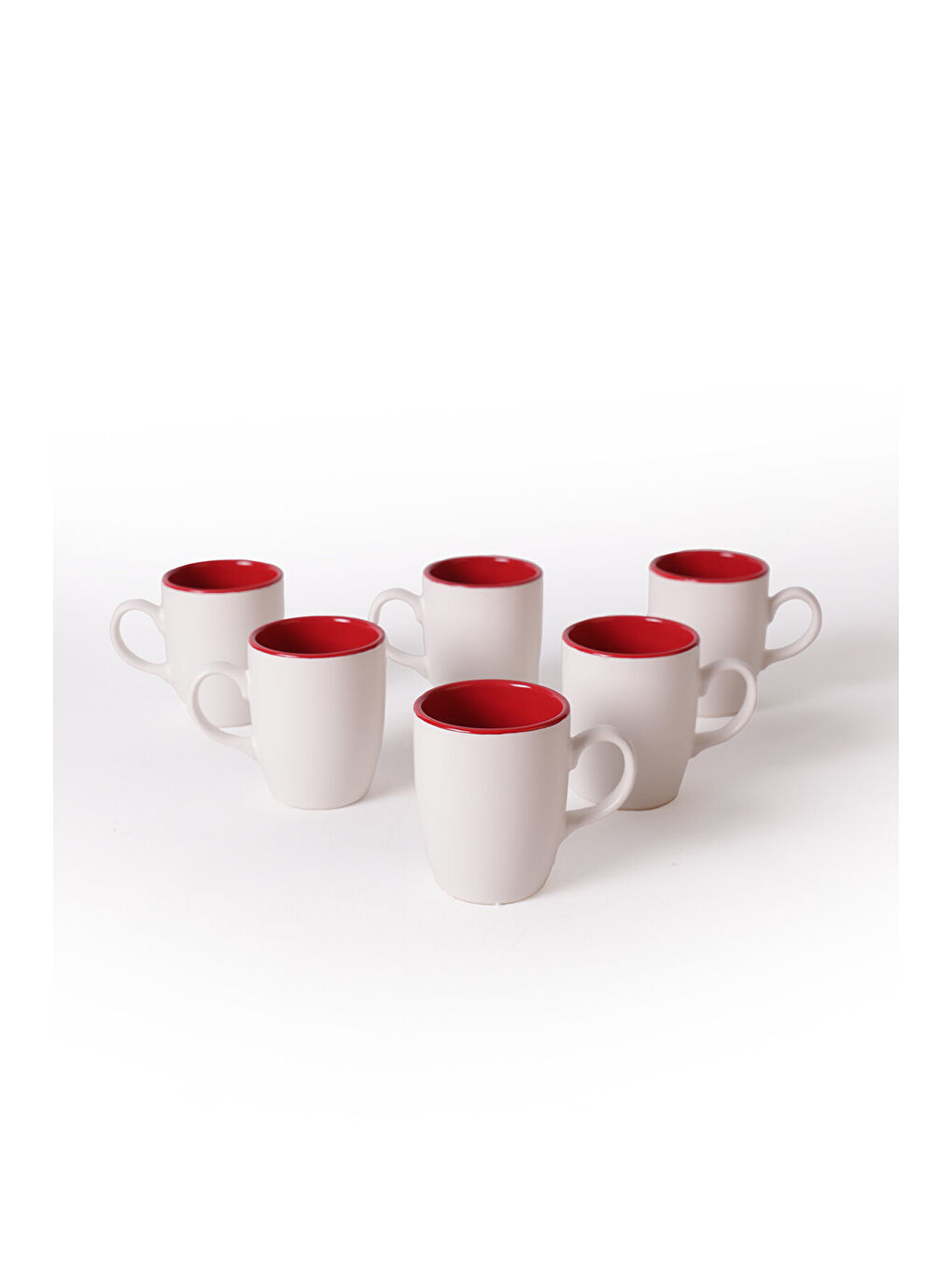 Karışık Mat Beyaz / Kırmızı Bulut Kupa 9 Cm 6 Adet-4