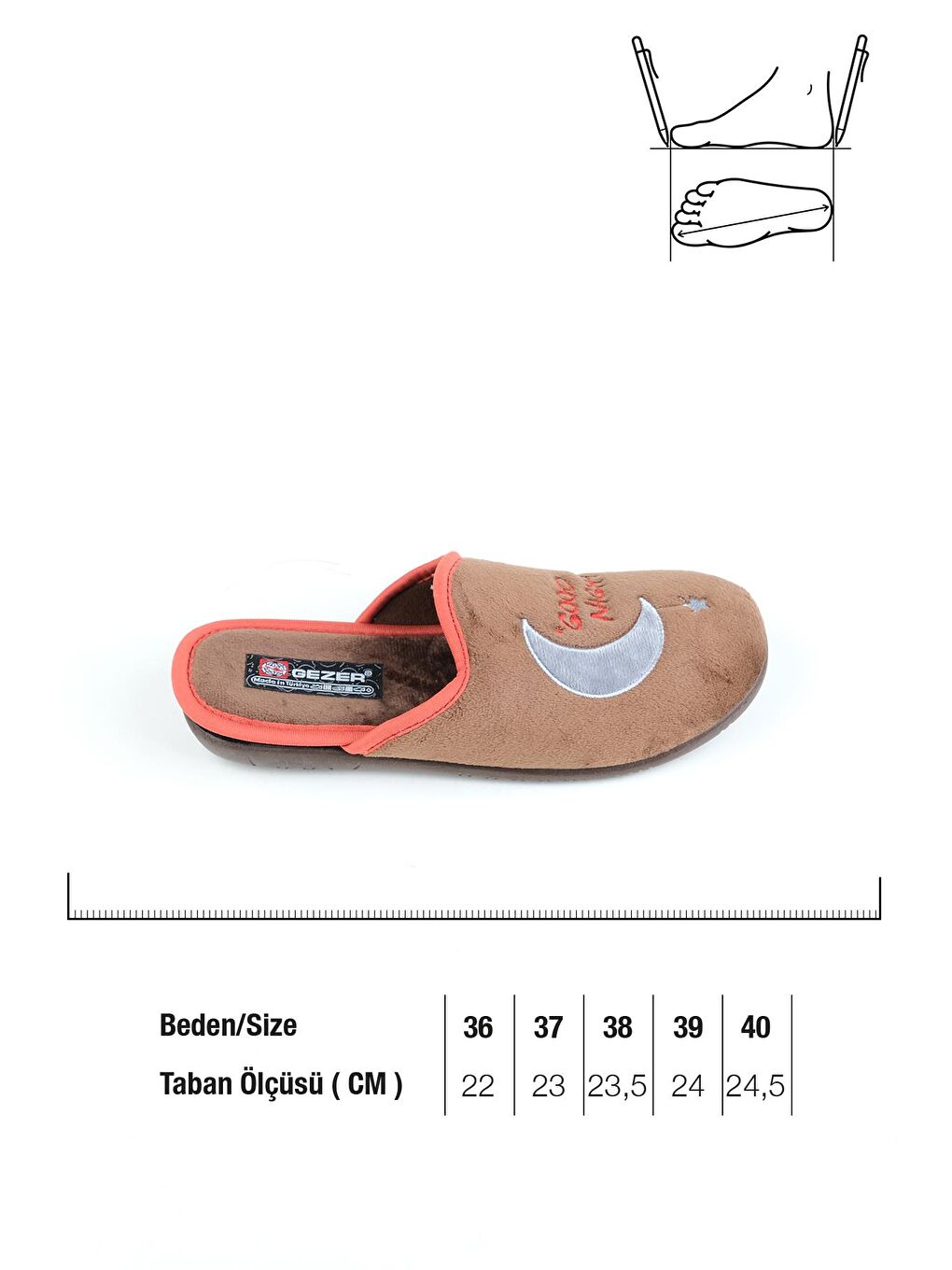 Kahverengi Kışlık Kadın Çıkarılabilir Cırtlı Taban Ev Terlik-1