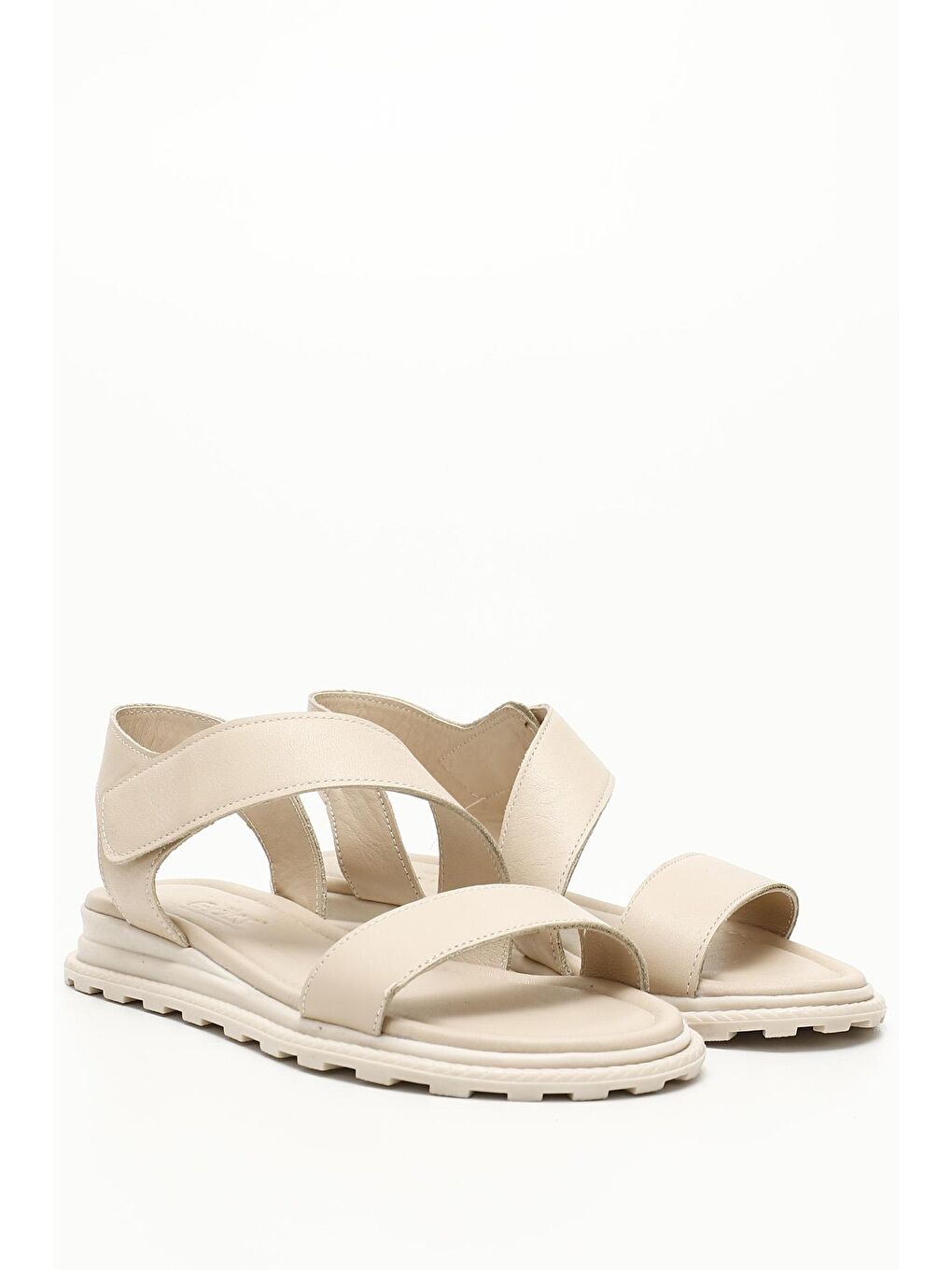 Bej BEJ  Hakiki Deri Dolgu Taban Sandalet 45033-1