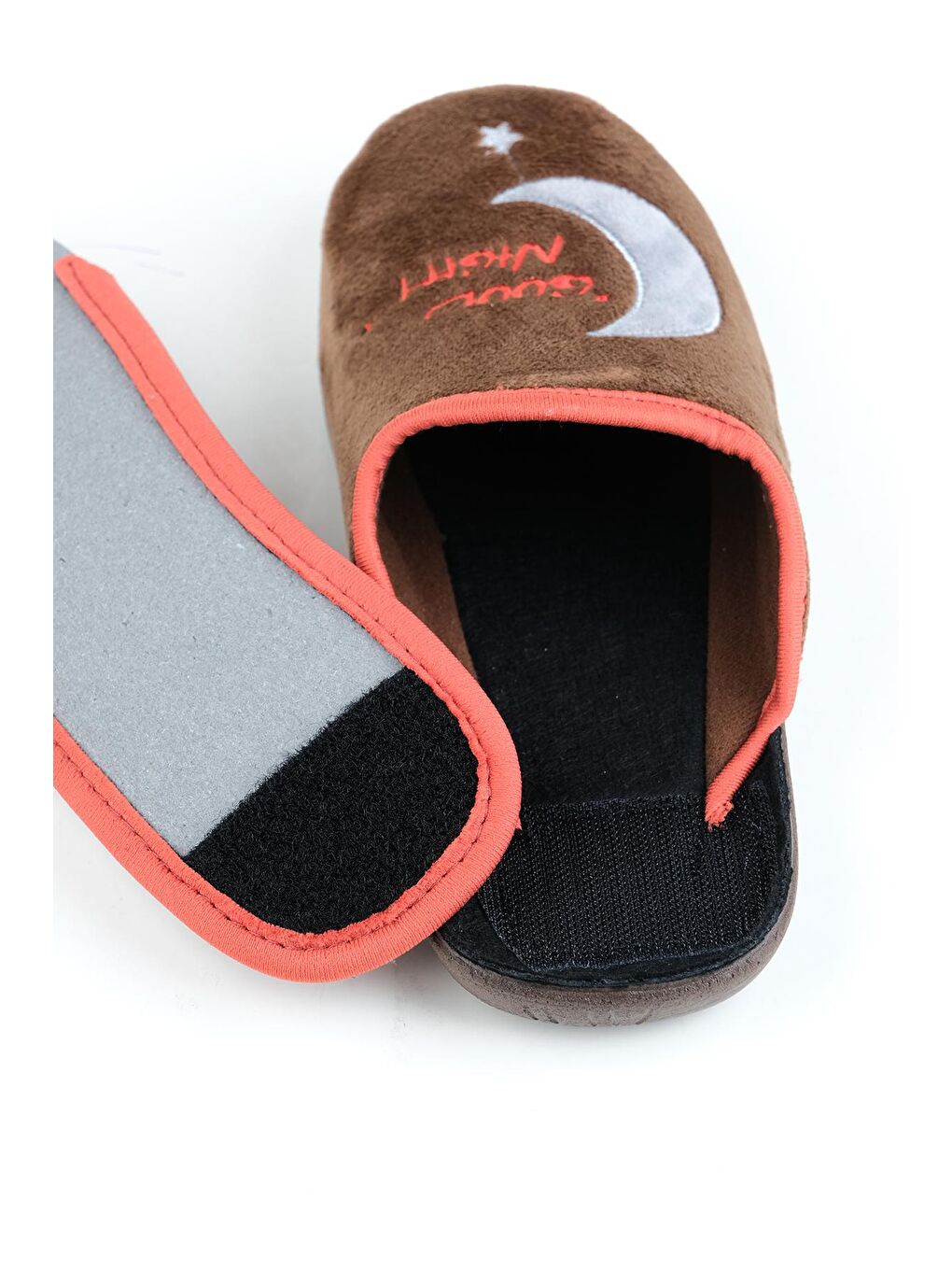 Kahverengi Kışlık Kadın Çıkarılabilir Cırtlı Taban Ev Terlik-5