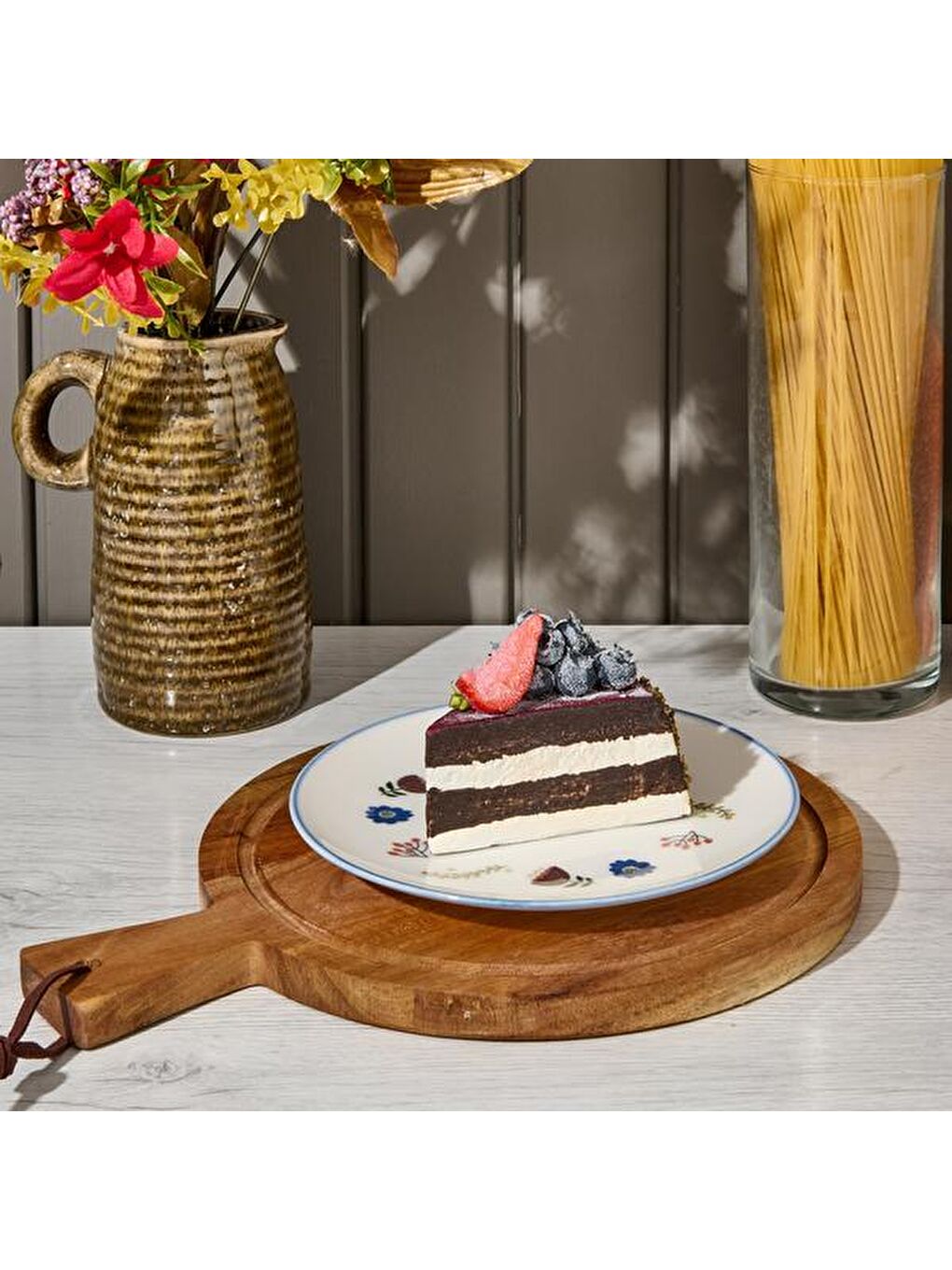 Karışık Gloria Pasta Tabağı - Renkli - 19 cm