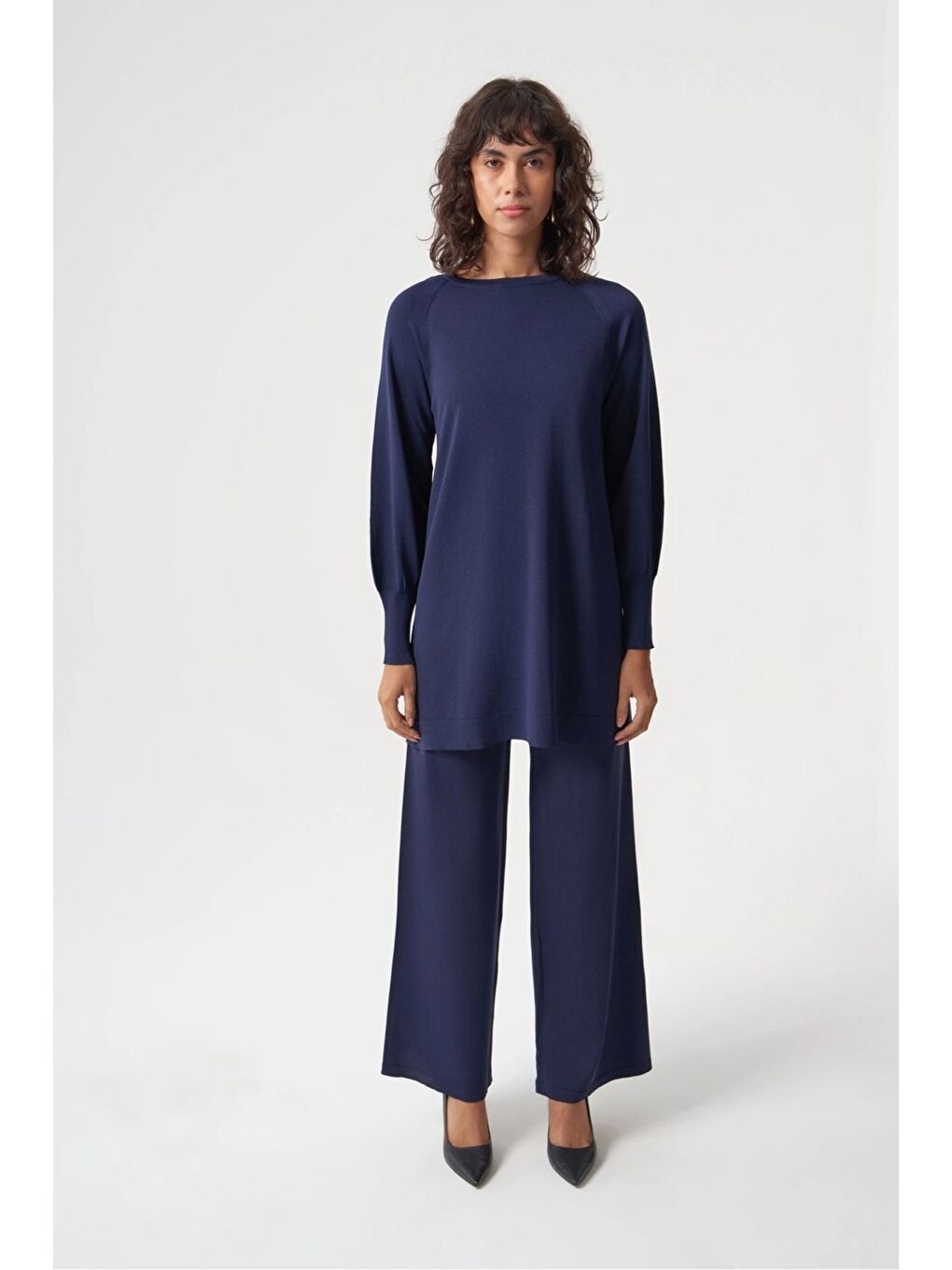 Basic Bol Paça Rayon Lacivert Pantolon-1