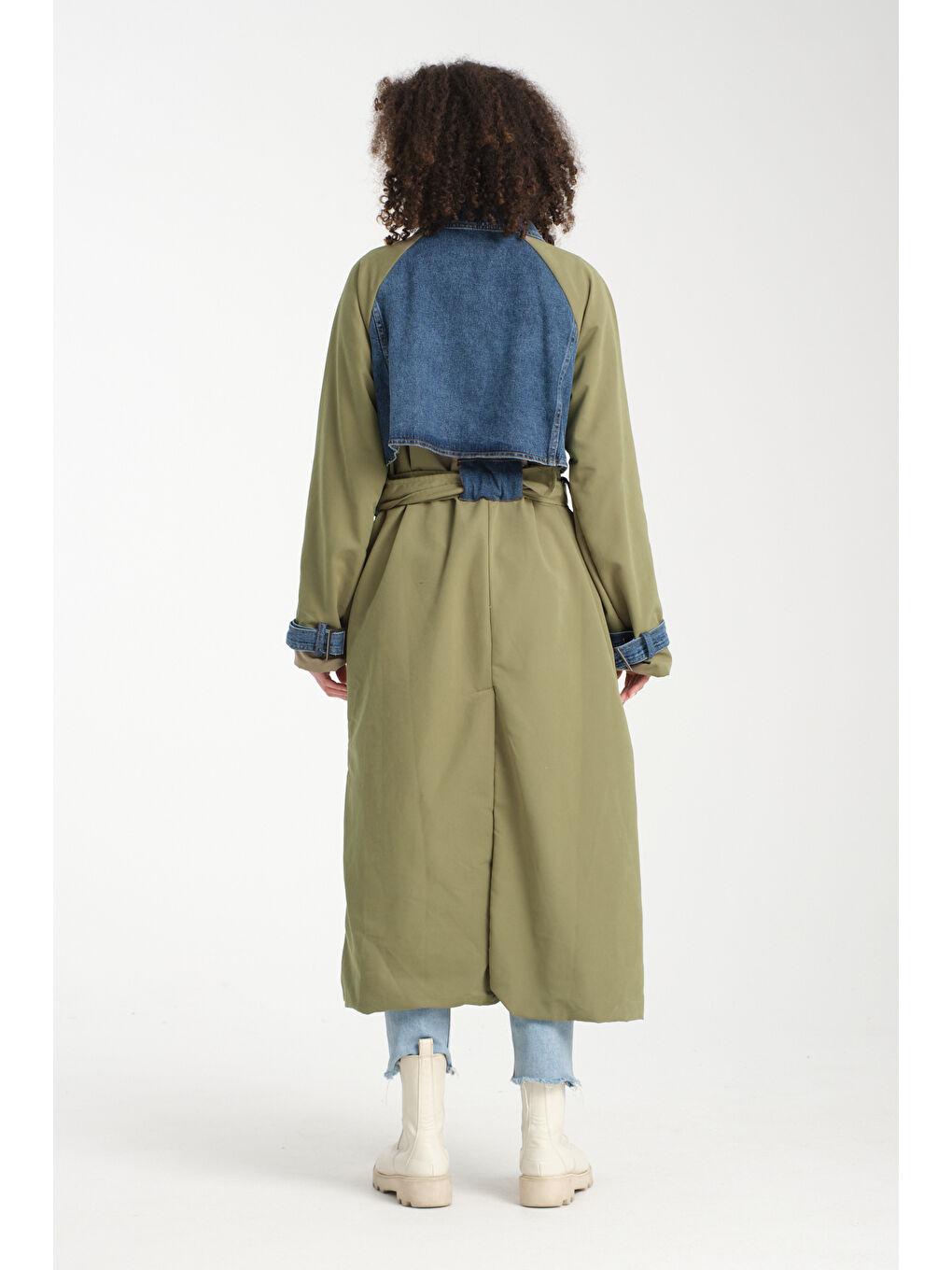 Haki Kadın Denim Trençkot 1076-3