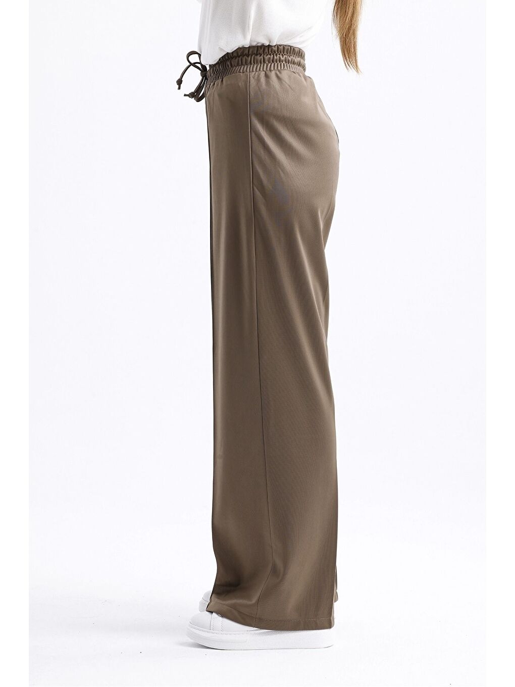 Örme Derili Haki Pantolon