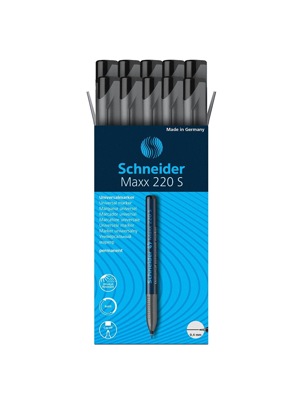 Schneider Maxx 220 S 0.4 mm Asetat Kalemi Siyah 10 lu - 1