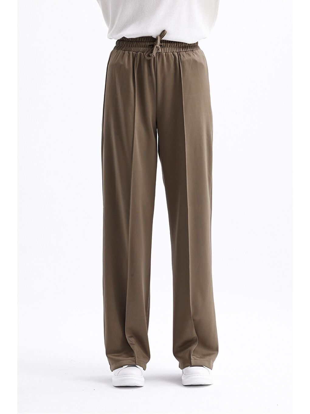 Örme Derili Haki Pantolon-2