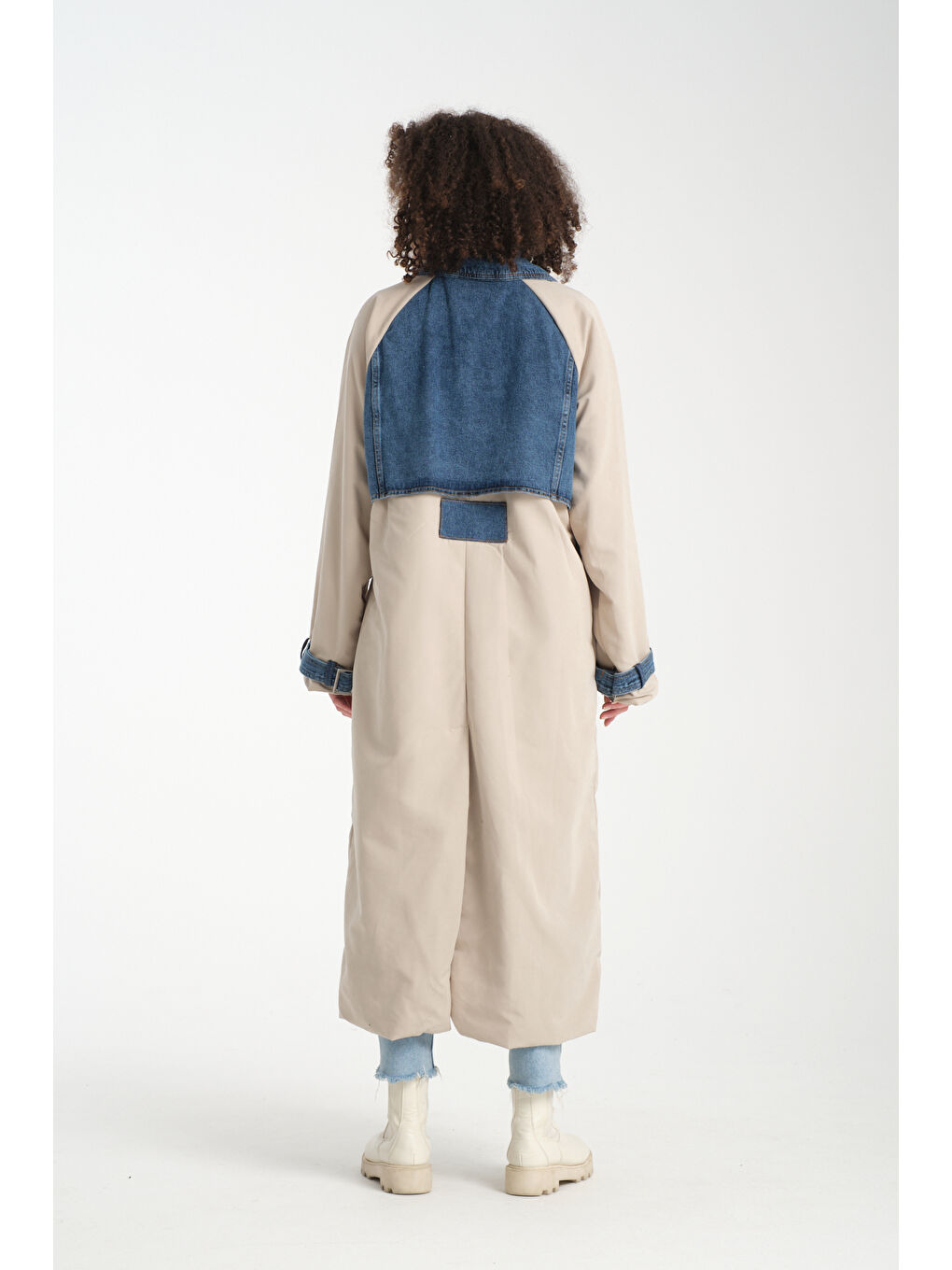 Bej Kadın Denim Trençkot 1076-3