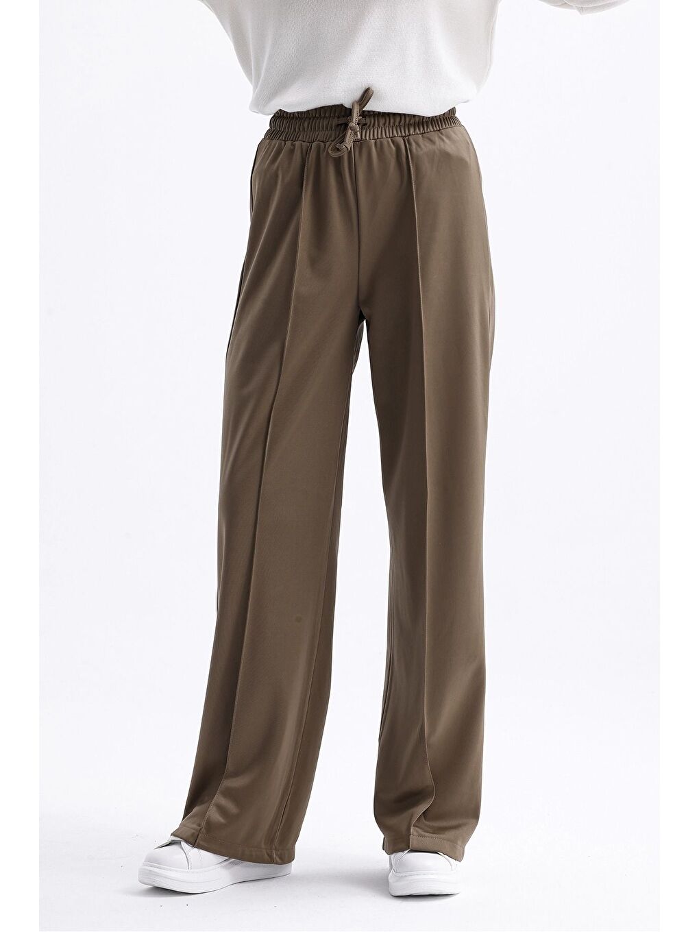 Örme Derili Haki Pantolon-3