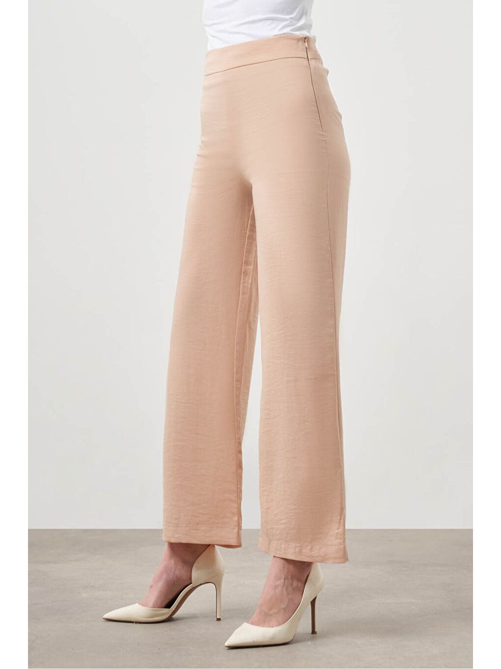 Bol Paça Saten Bej Pantolon-2