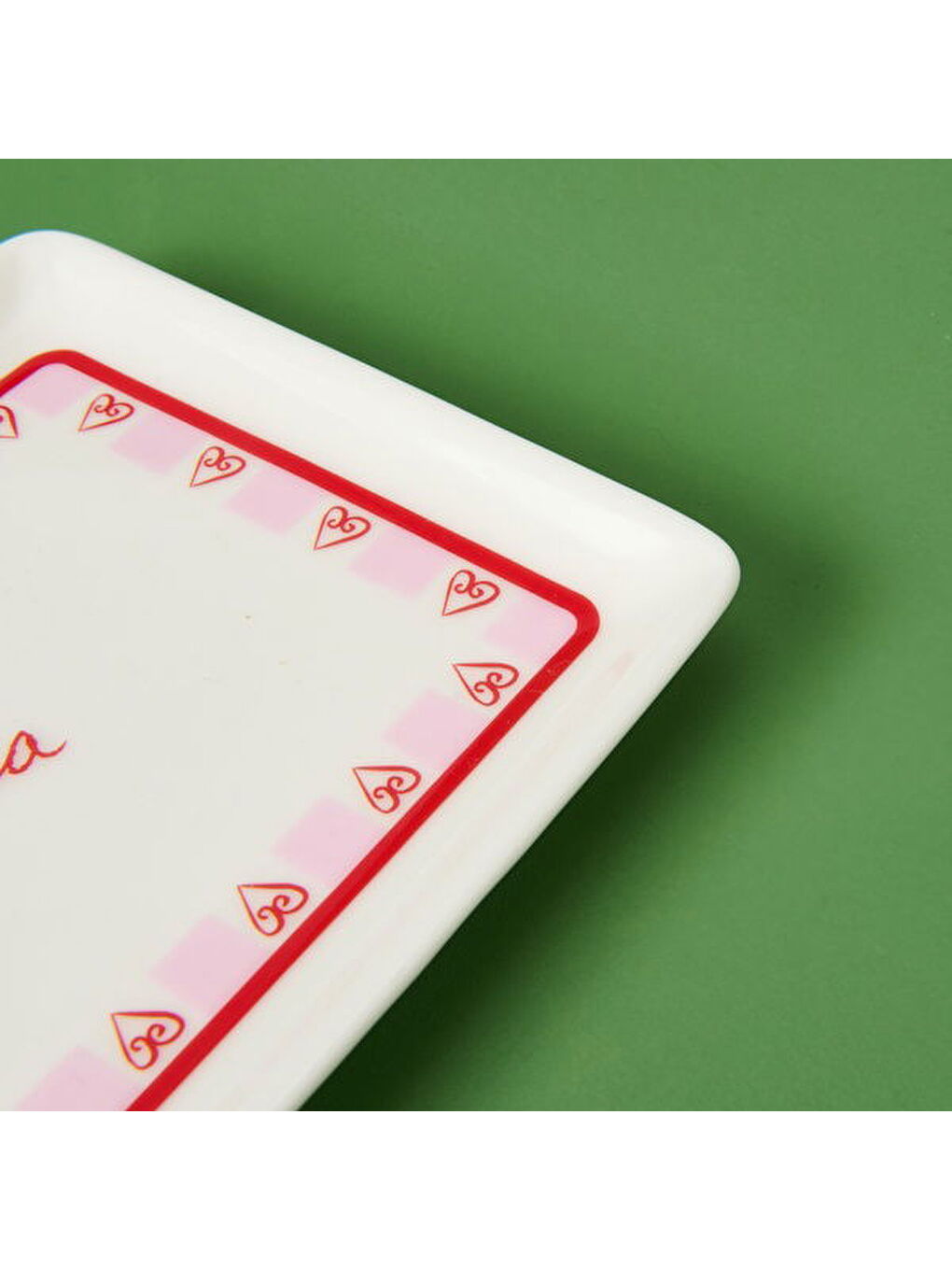 Kitchen Love Servis Tabağı - Pembe / Beyaz - 13x18 cm-1