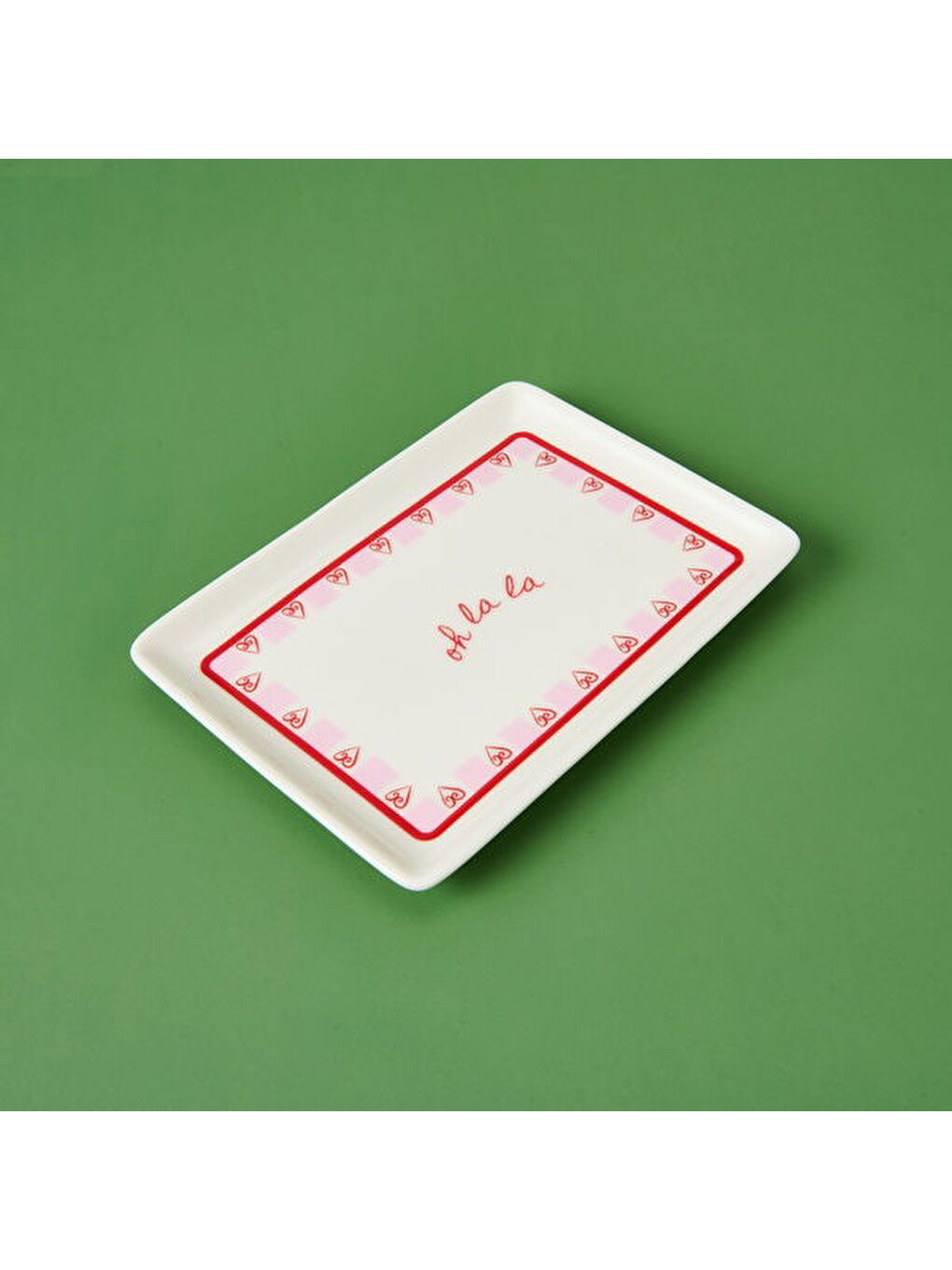 Kitchen Love Servis Tabağı - Pembe / Beyaz - 13x18 cm-2