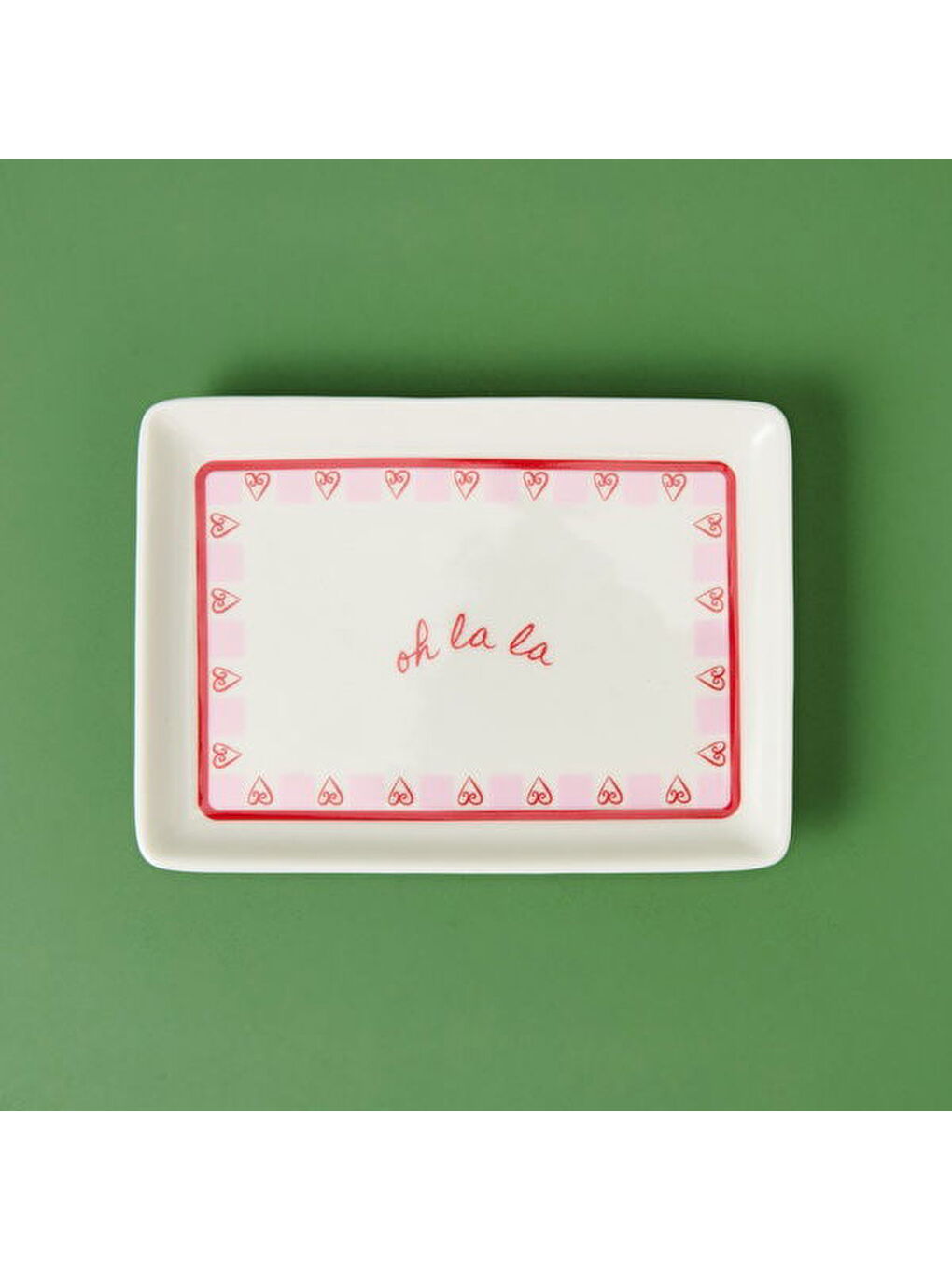 Kitchen Love Servis Tabağı - Pembe / Beyaz - 13x18 cm-3