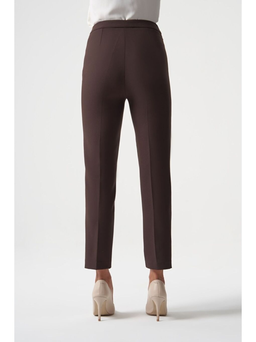 MZL Kahverengi  Dar Paça Cepli Klasik Kumaş Pantolon-3