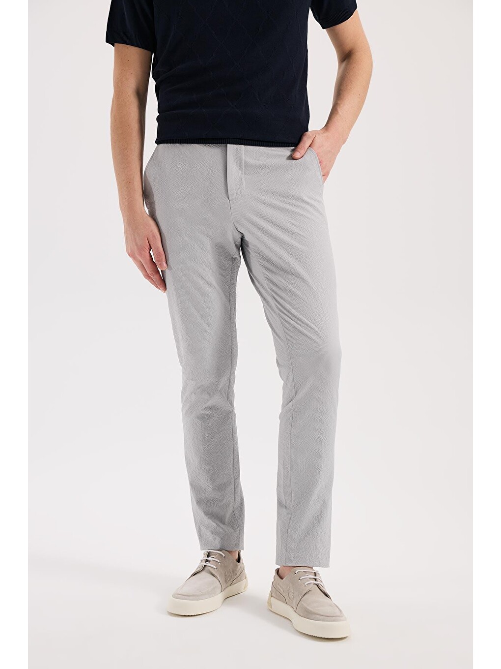 Gri Comfort Fit Yan Cep Pantolon-1