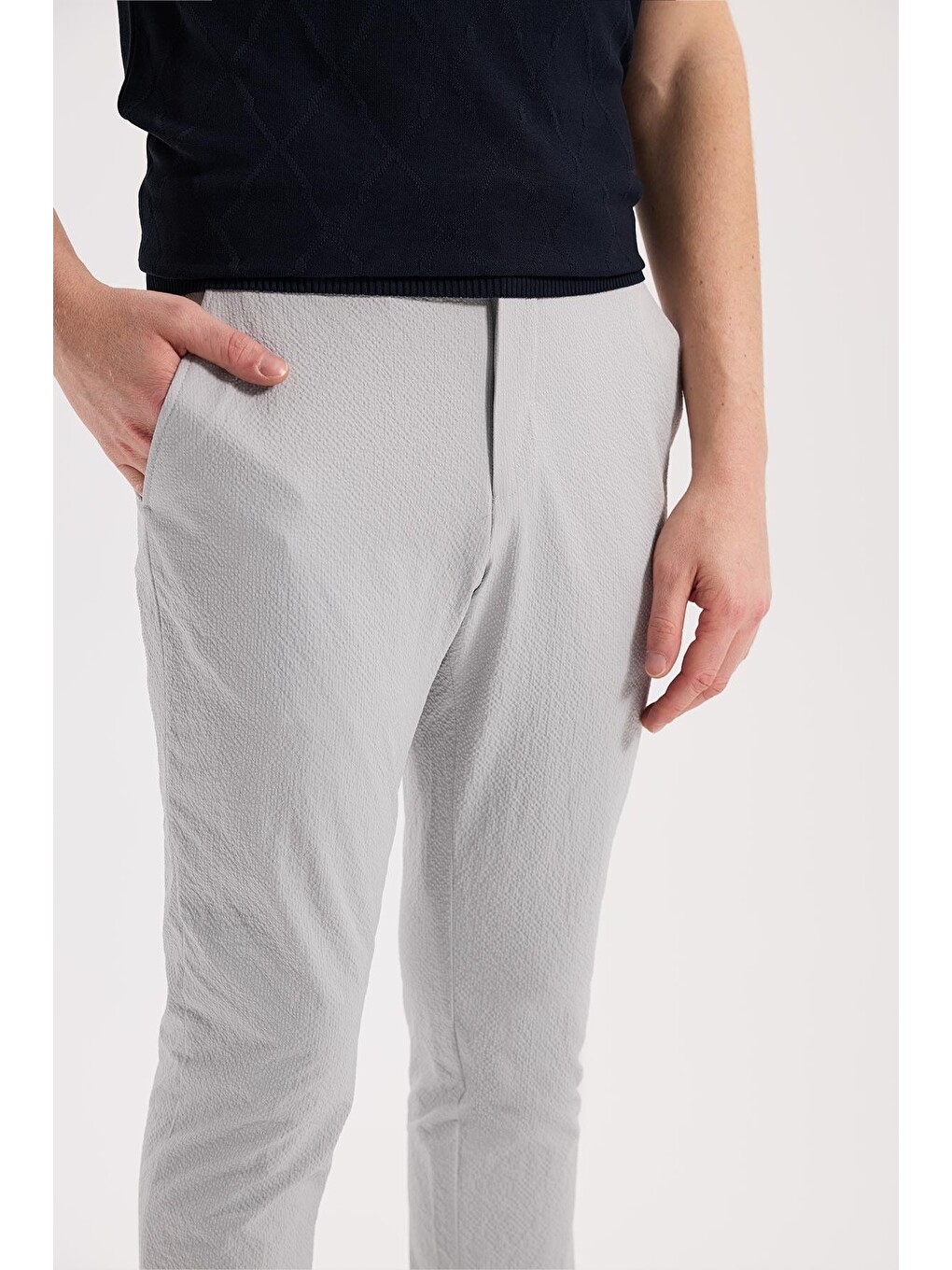 Gri Comfort Fit Yan Cep Pantolon-2