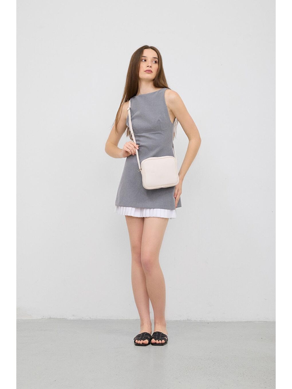 Ekru Lina Çapraz Çanta Krem-6