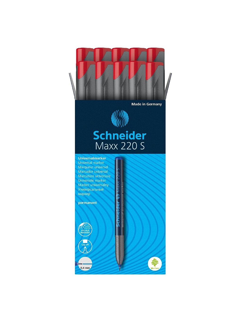 Schneider Kırmızı Maxx 220 S 0.4 mm Asetat Kalemi Kırmızı 10 lu - 1