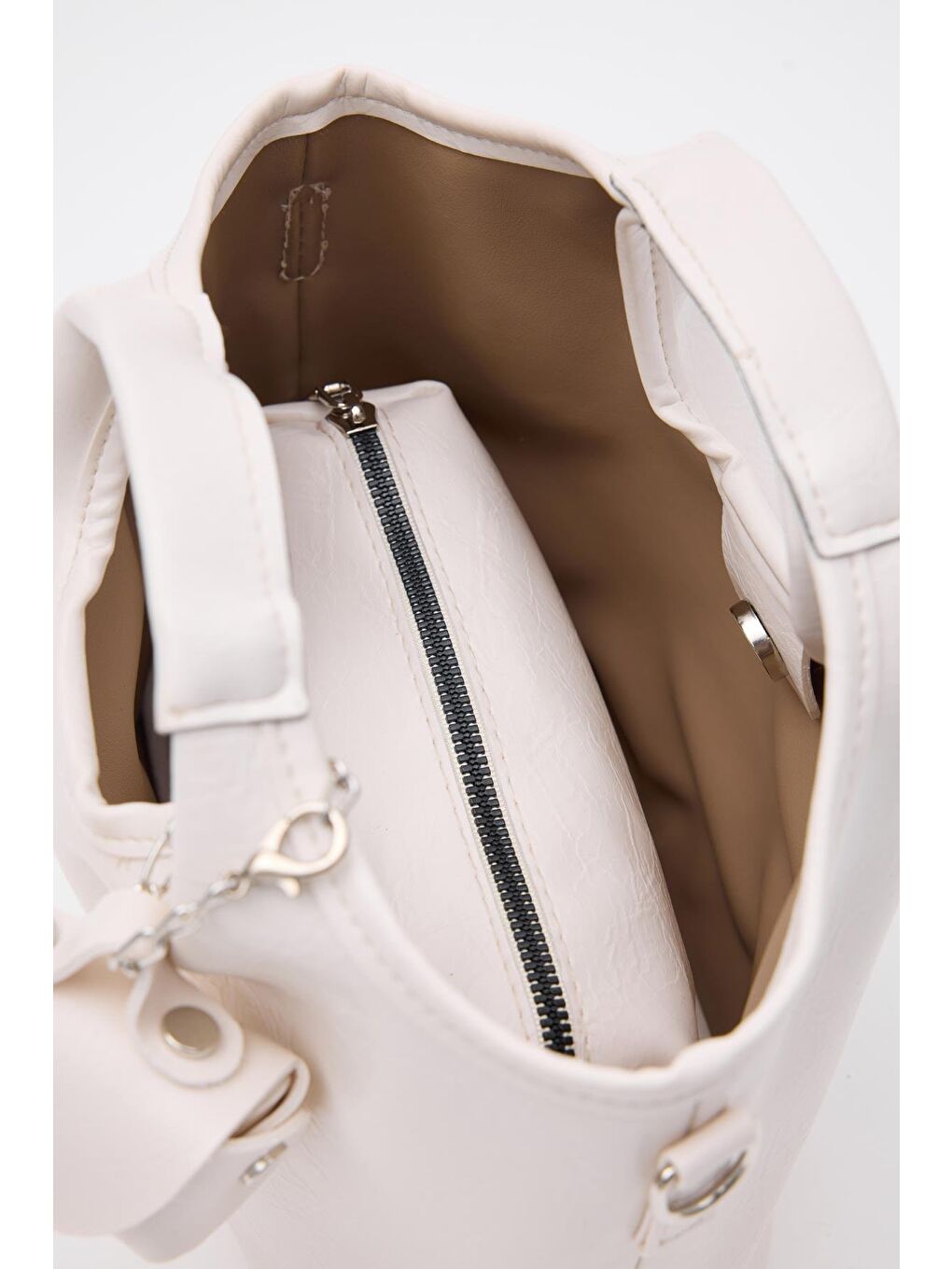 Ekru Meruno El Ve Çapraz Çanta Krem-5