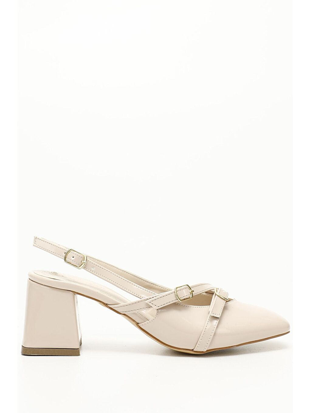 Bej TEN  Kalın Topuklu Arkası Açık Kadın Ayakkabı 35782