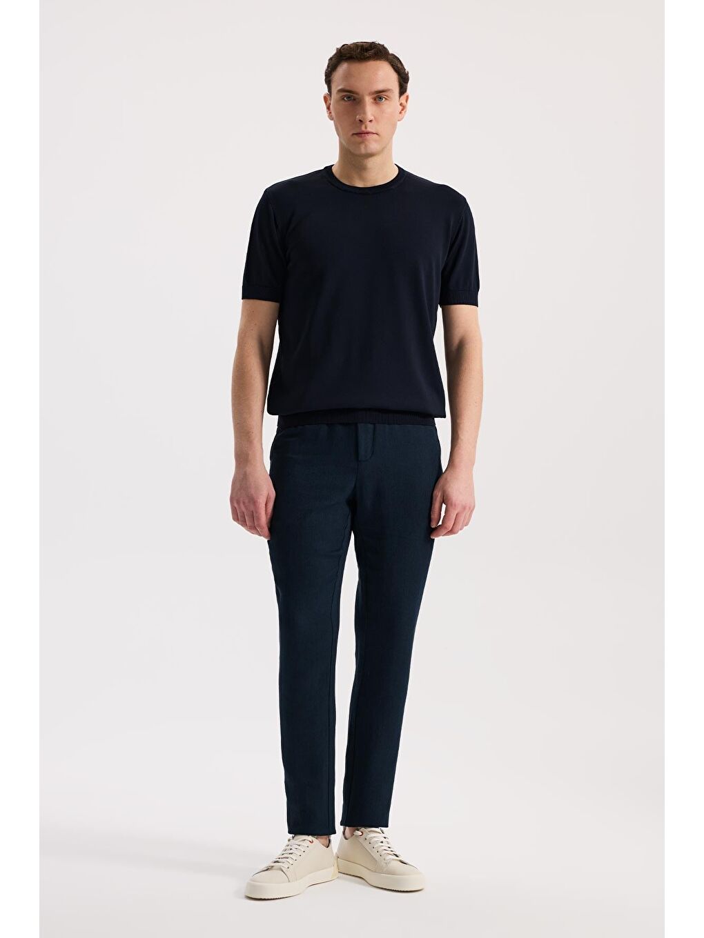 Lacivert Comfort Fit Beli Lastikli Jogger Pantolon-1