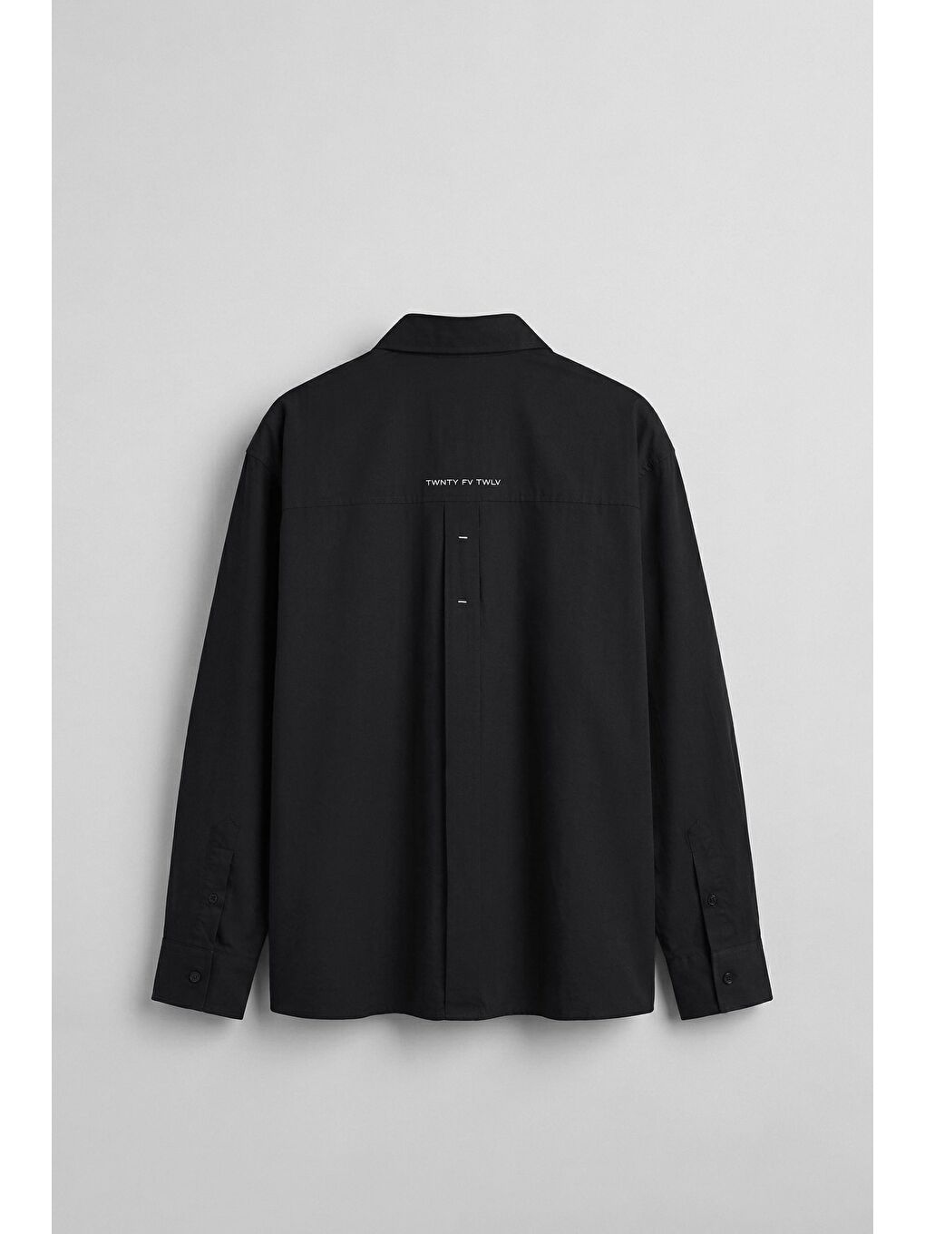 Erkek Oversize Yazı Baskılı Uzun Kollu Cepli Gömlek Siyah-1