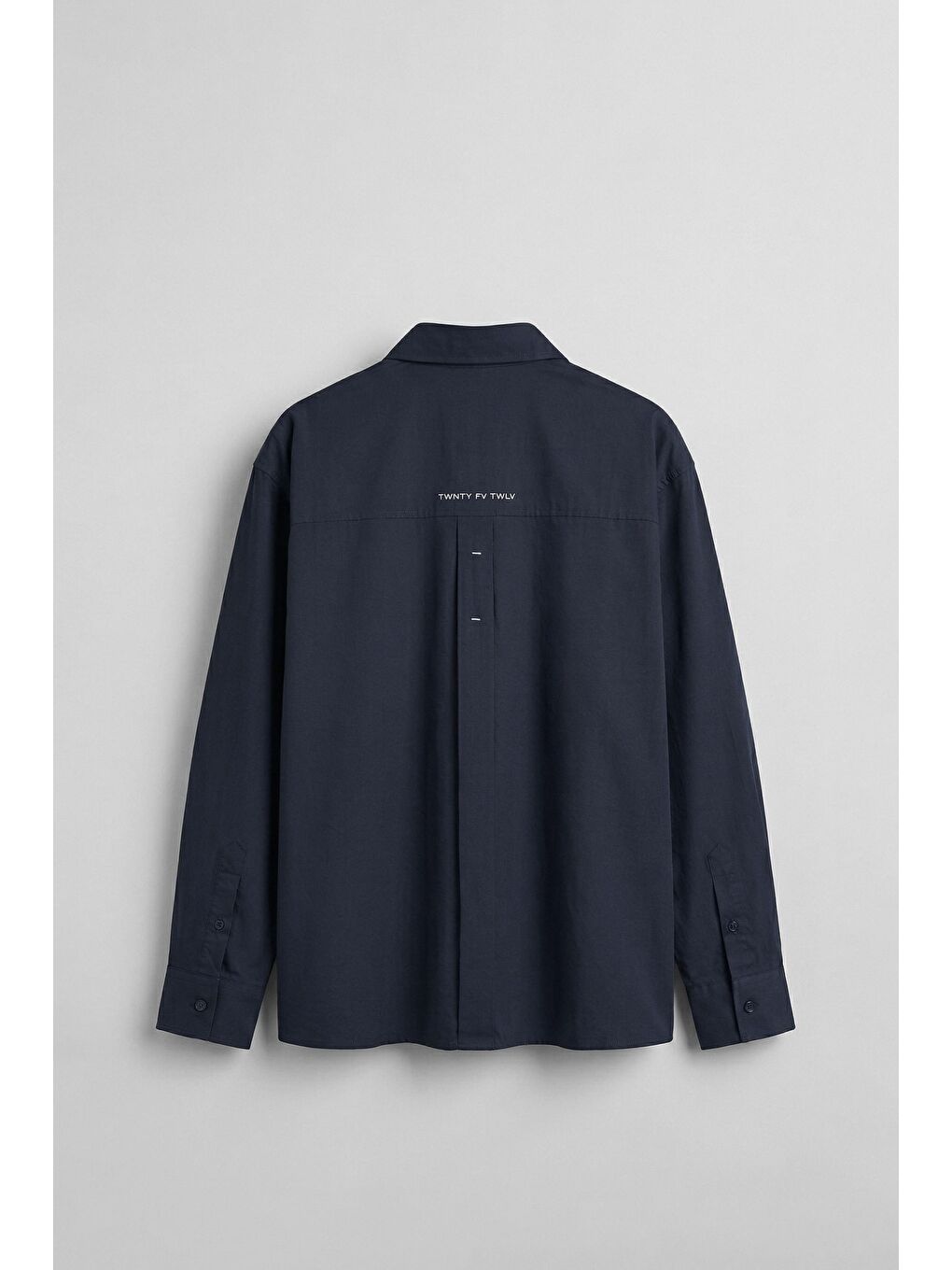 Erkek Oversize Yazı Baskılı Uzun Kollu Cepli Gömlek Lacivert-1