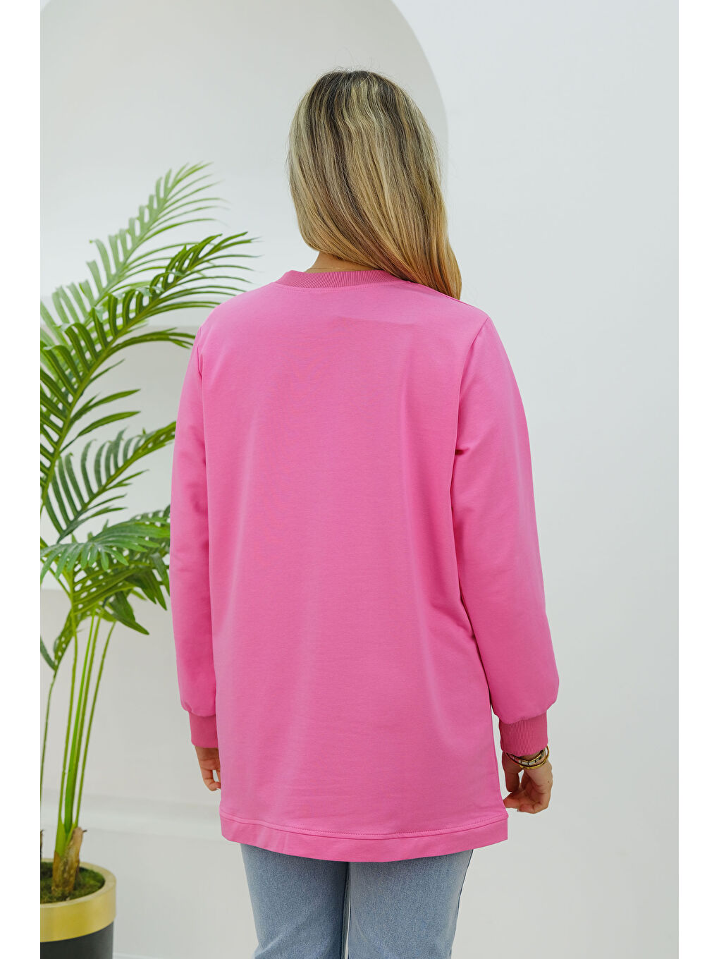 Locco Moda Kuş Gözü Detaylı Tunik Pembe - 2