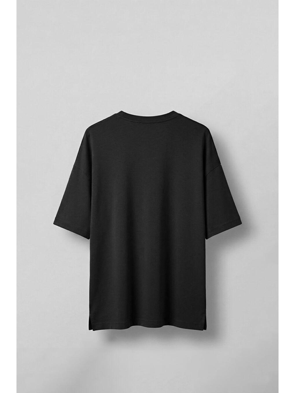 Erkek Oversize Esnek Kumaş Basic T-Shirt Siyah-1