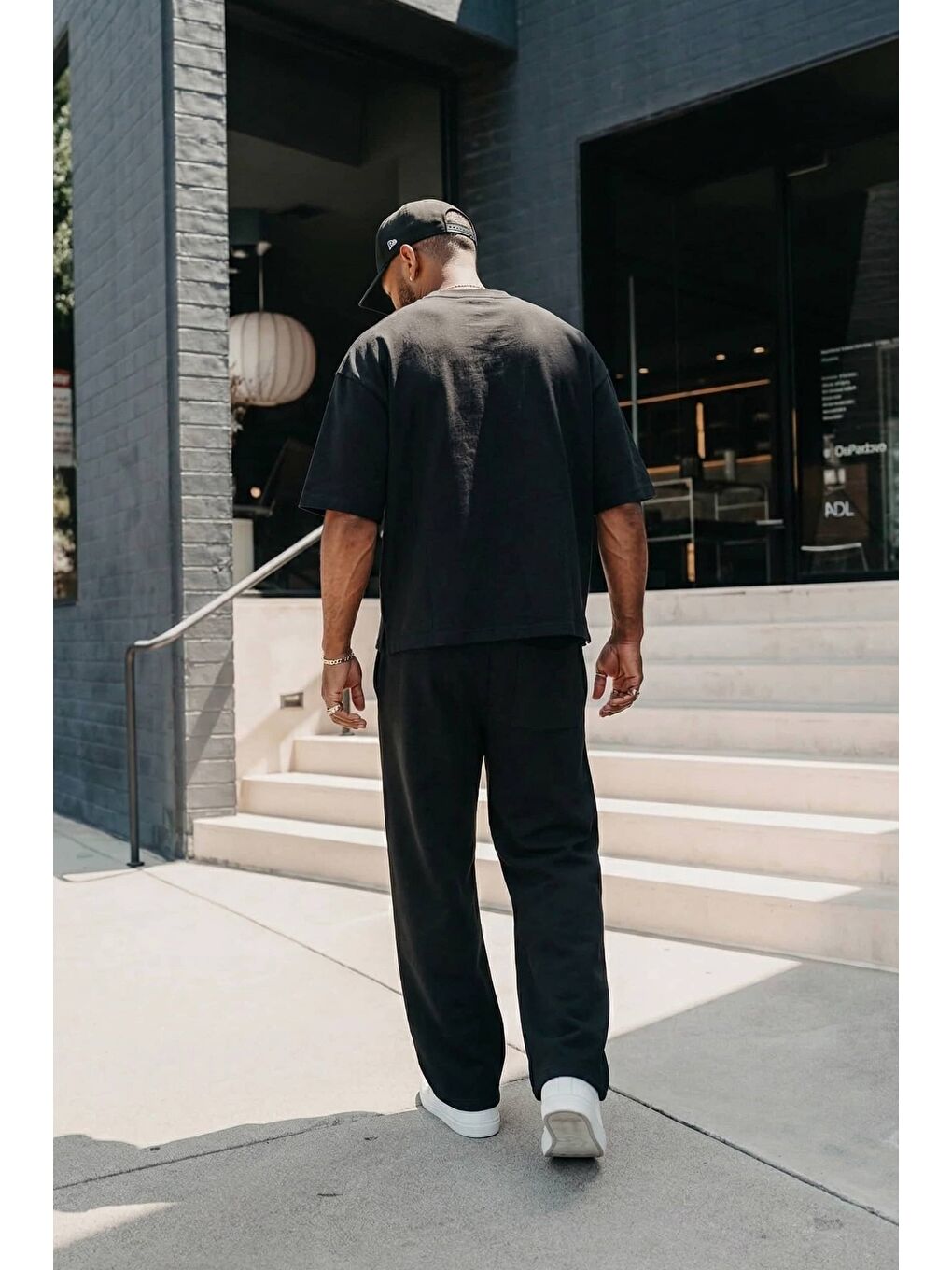 Erkek Oversize Esnek Kumaş Basic T-Shirt Siyah-3