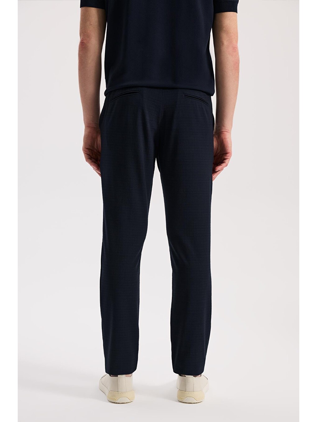 Lacivert Comfort Fit Beli Lastikli Esnek Kumaş Jogger Pantolon-3