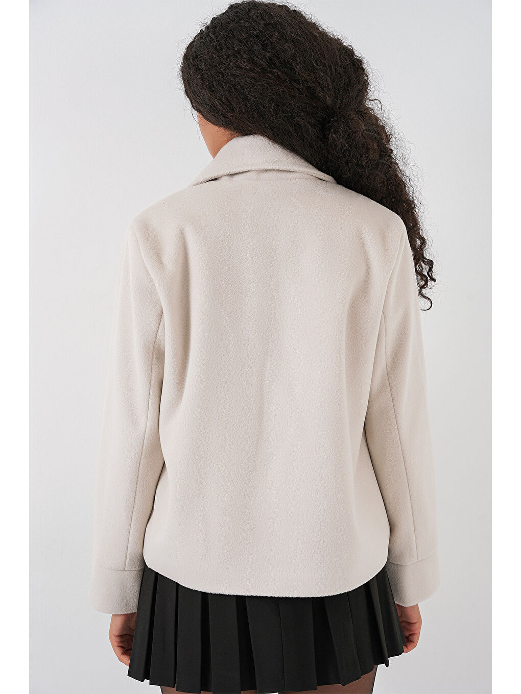 Kadın Kaşe Ceket 0725 - Ekru-5