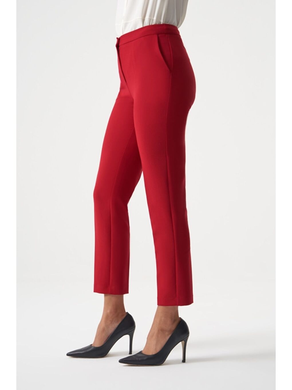 MZL Kırmızı Dar Paça Cepli Klasik Kumaş Pantolon-1